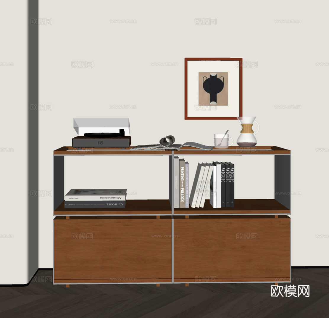 现代中古装饰柜su模型