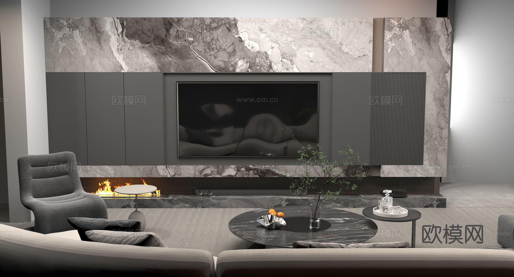现代简约客餐厅组合3d模型