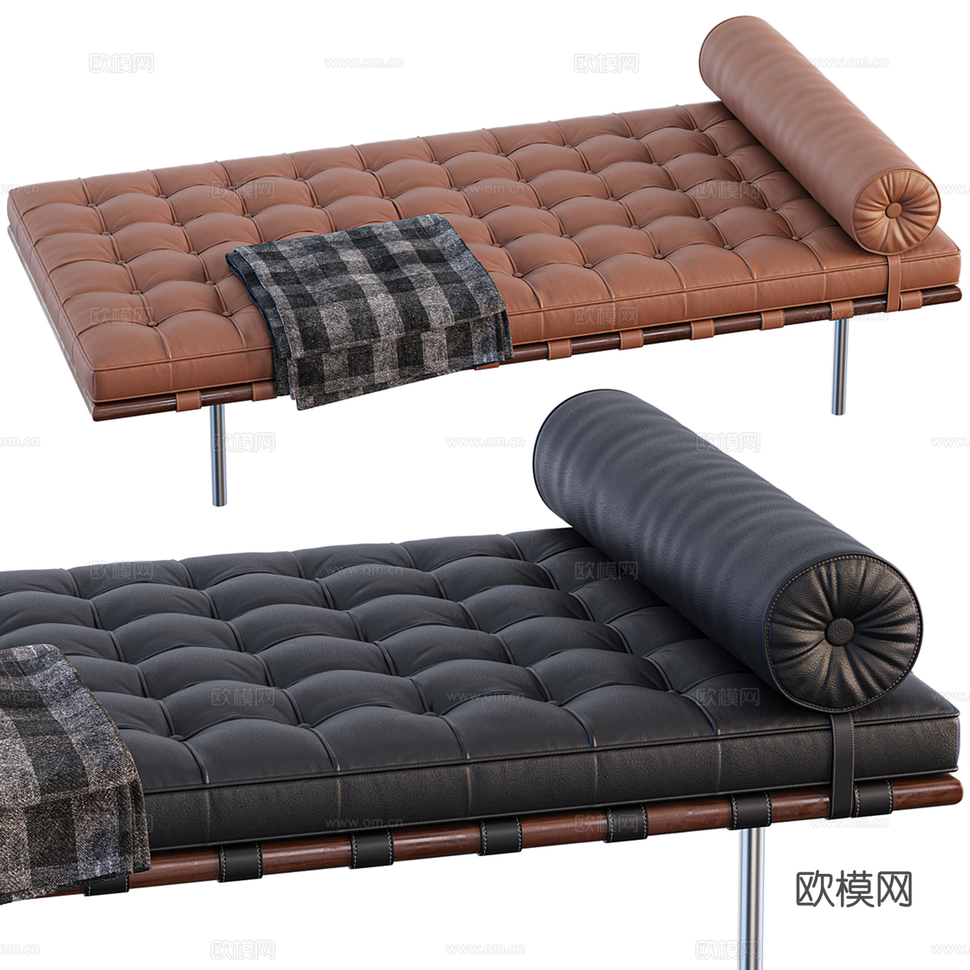 现代皮质沙发凳 矮凳 长凳3d模型