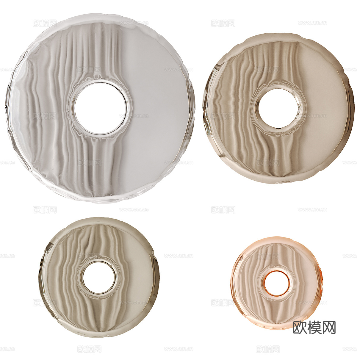 现代意式圆形装饰镜子3d模型