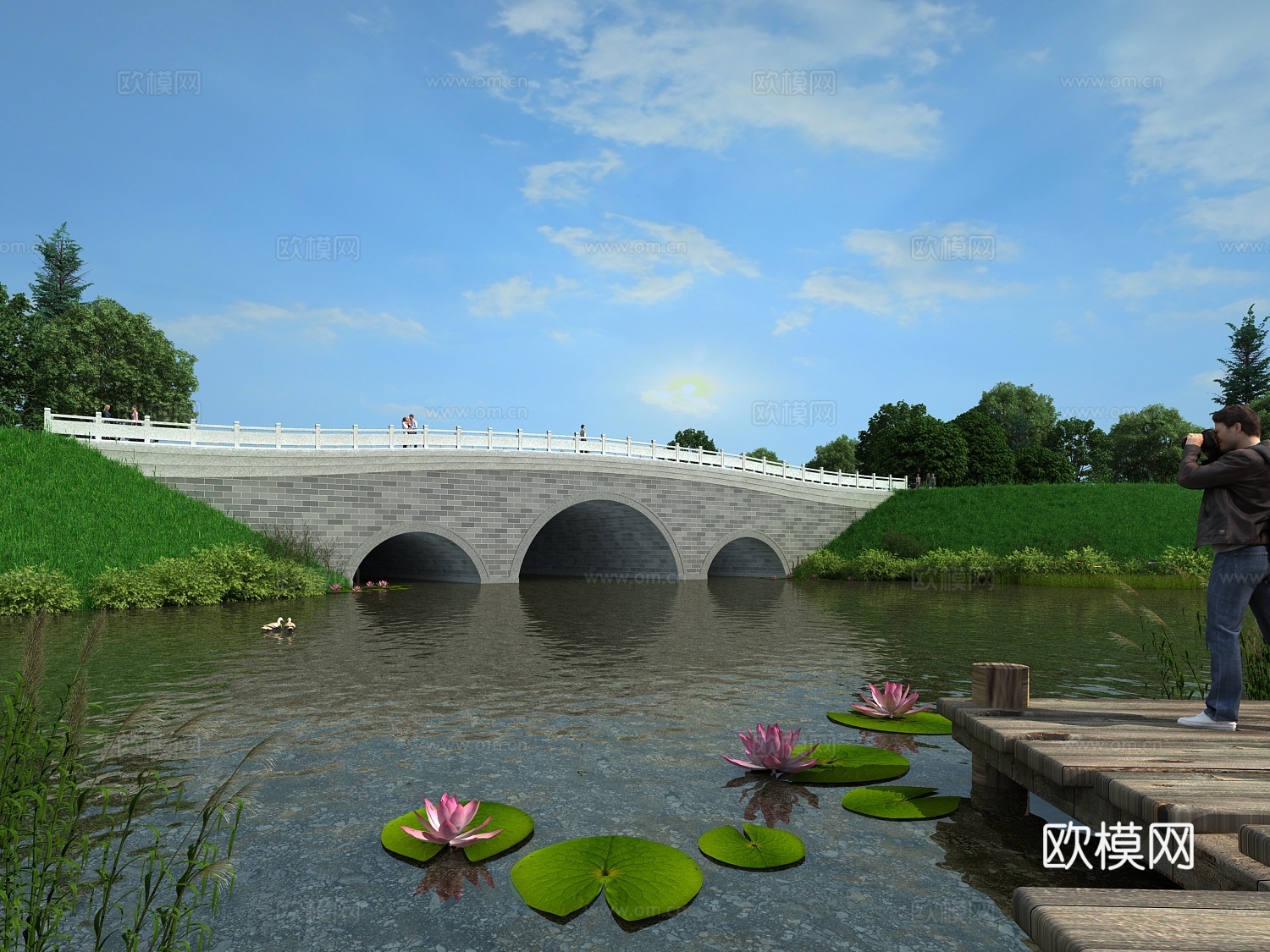 中式景观桥3d模型