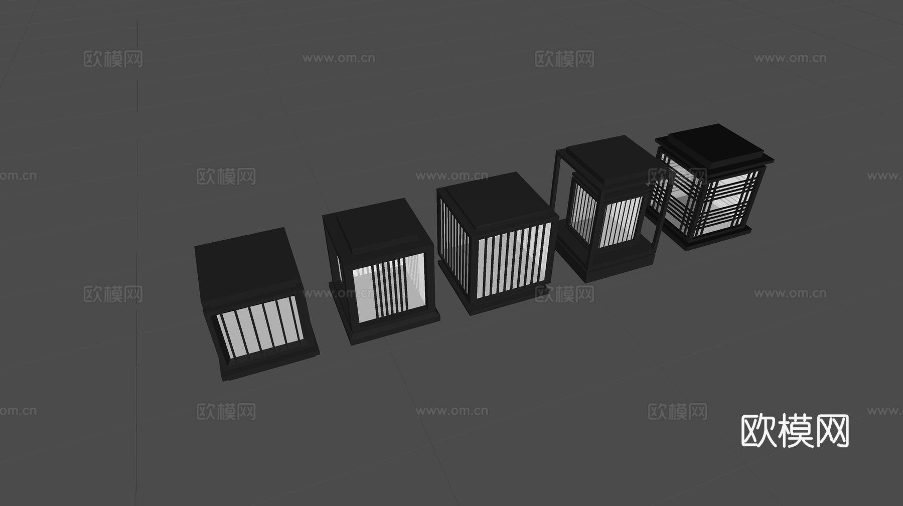 现代中式景观灯 草坪灯 庭院灯 户外灯组合su模型下载（渲染图2）
