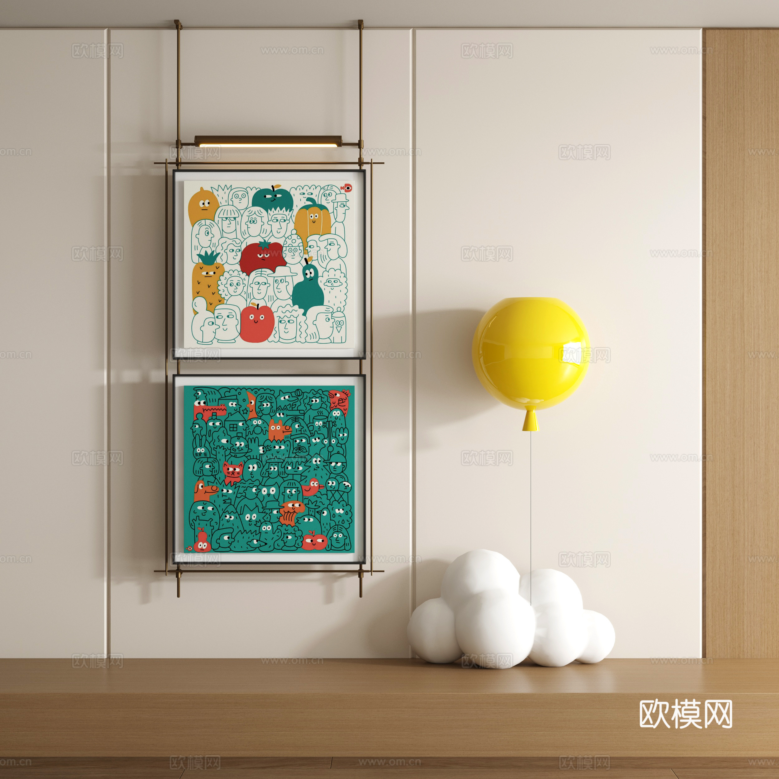 现代涂鸦装饰画su模型