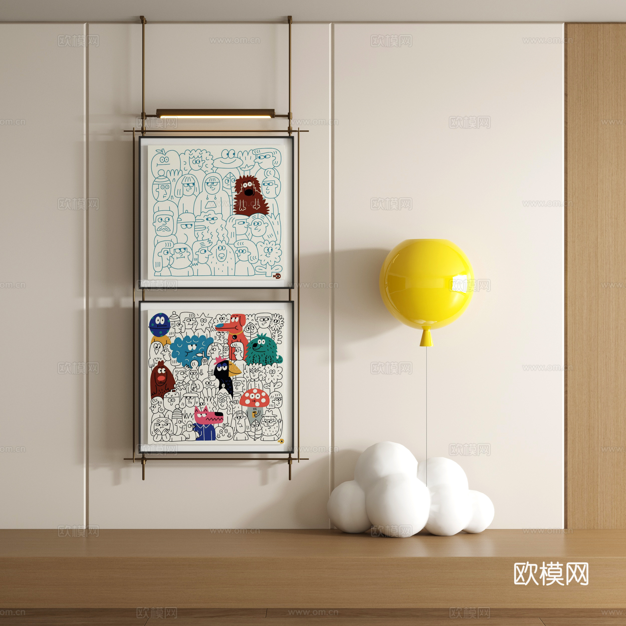现代涂鸦装饰画su模型