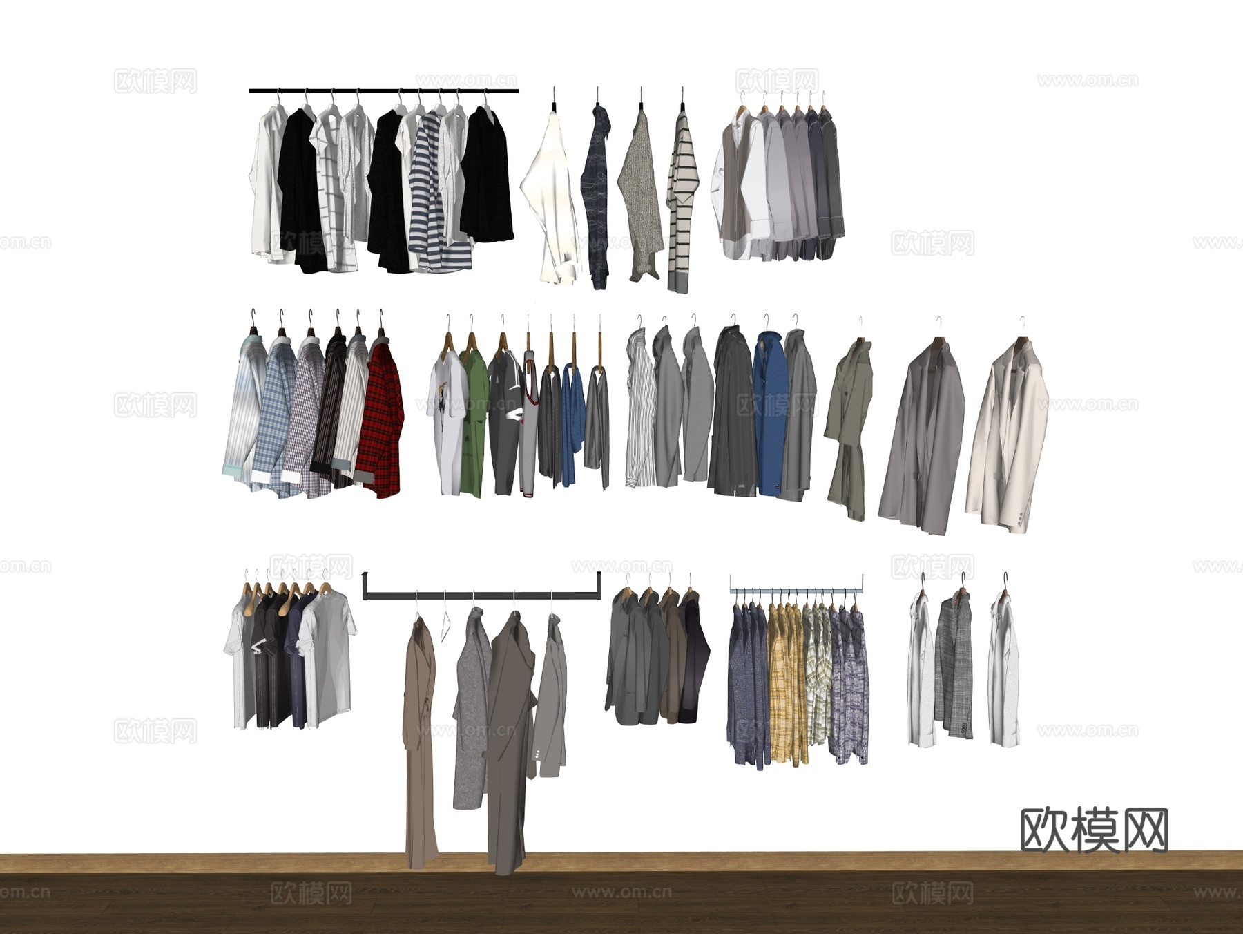 衣服 服饰 衣柜摆件 衣帽间摆件su模型