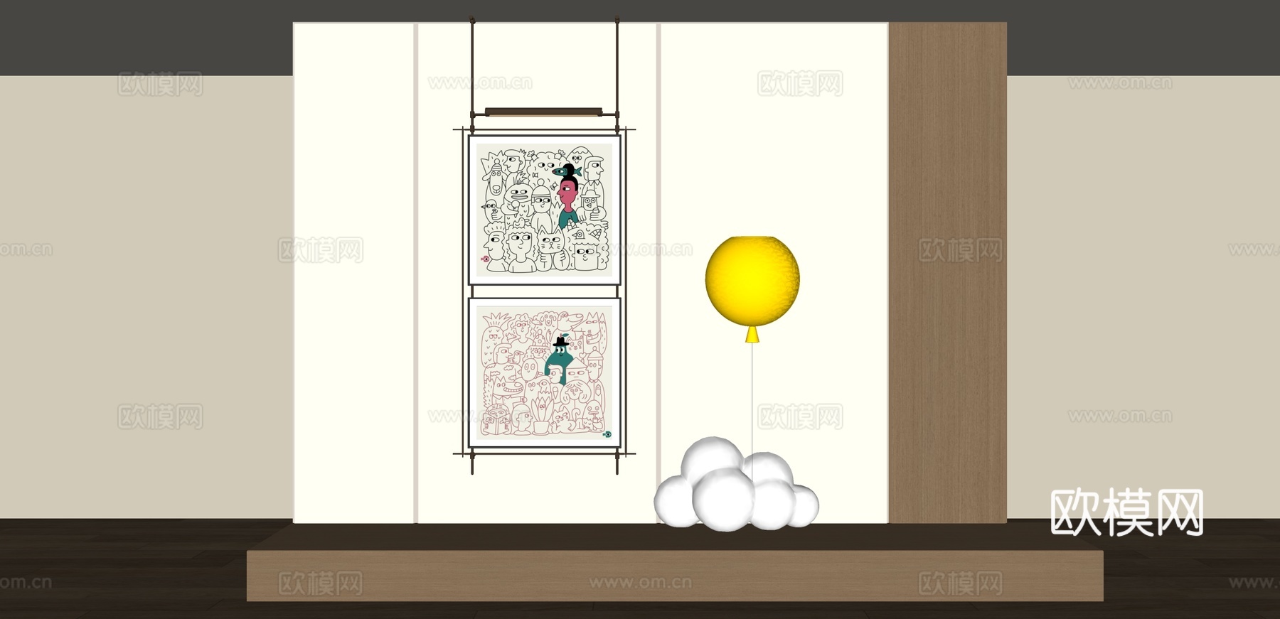 现代涂鸦装饰画su模型