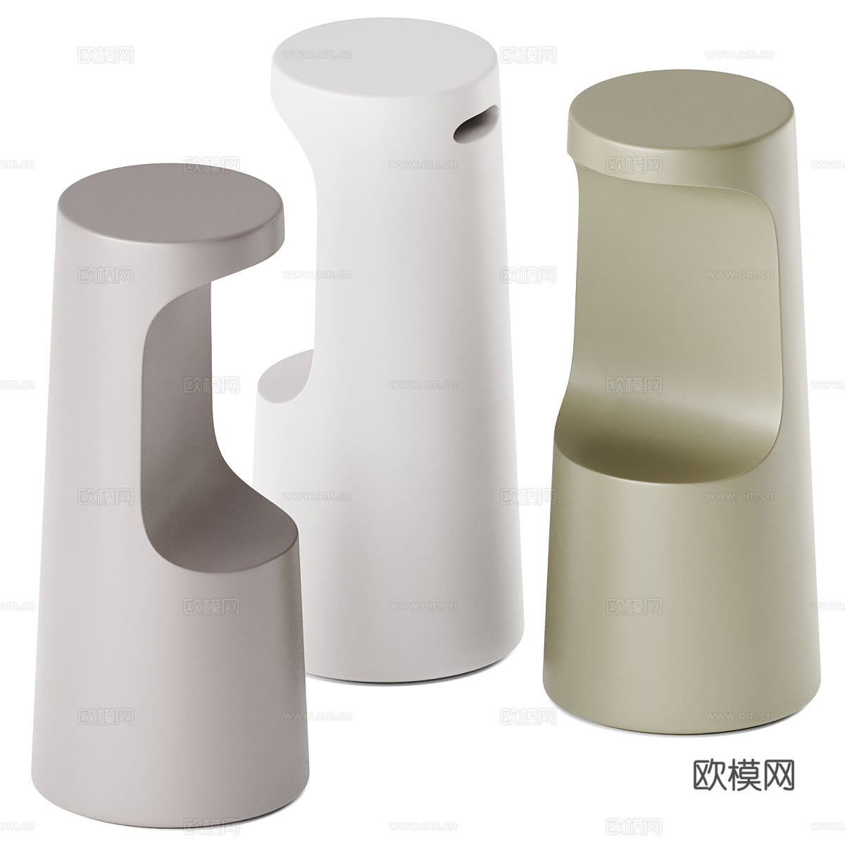 现代奶油风 Fura 吧凳3d模型下载（渲染图2）