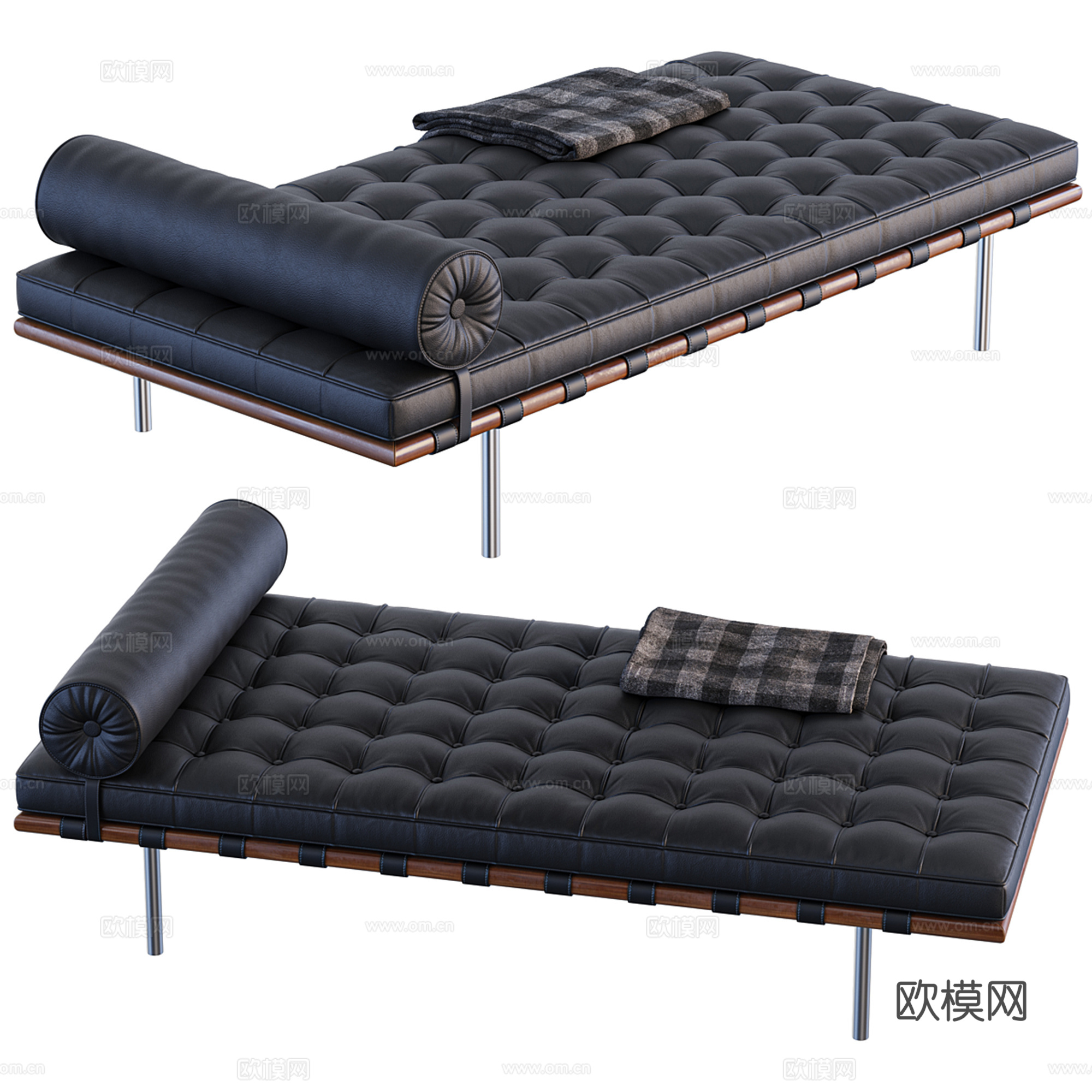 现代皮质沙发凳 矮凳 长凳3d模型