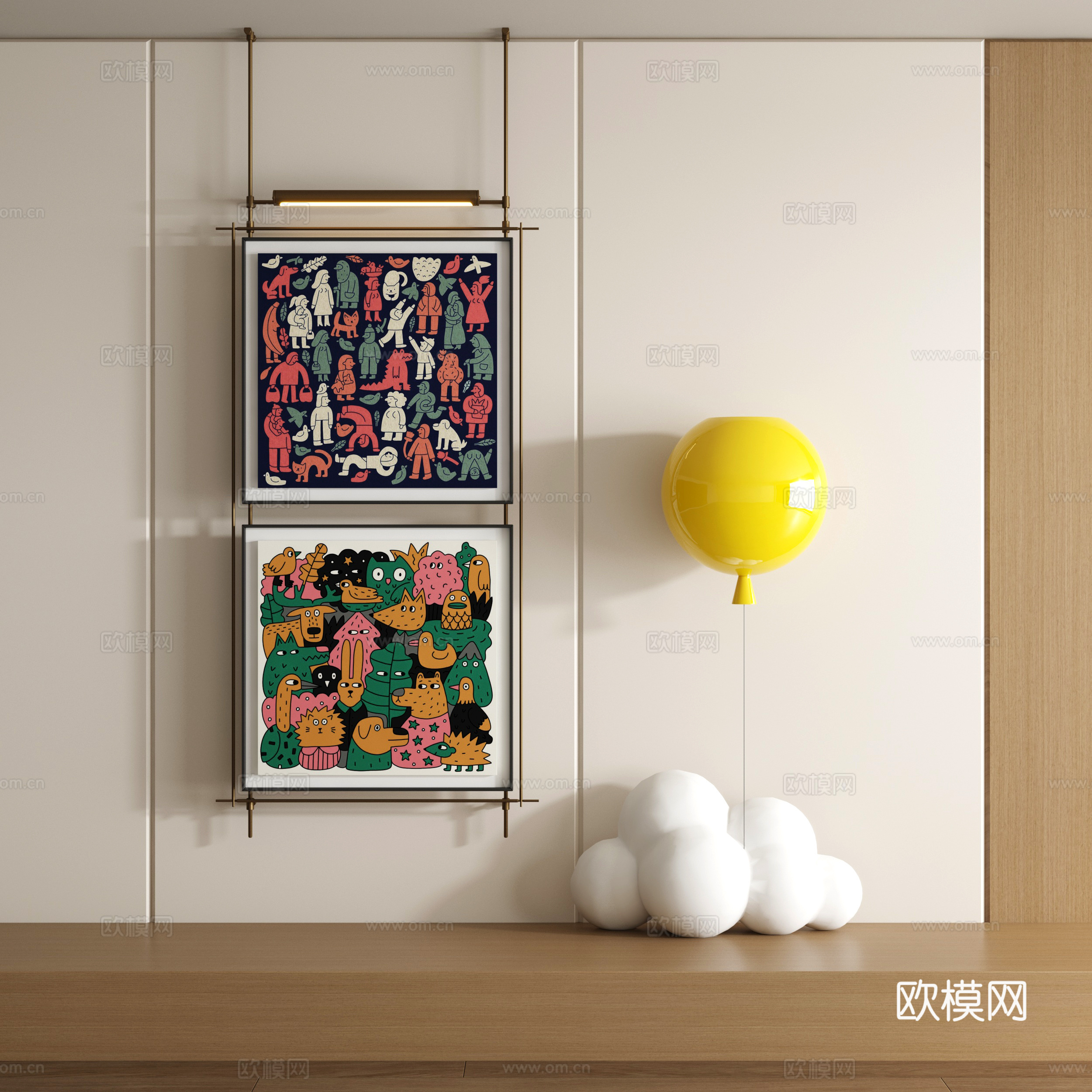 现代涂鸦装饰画su模型