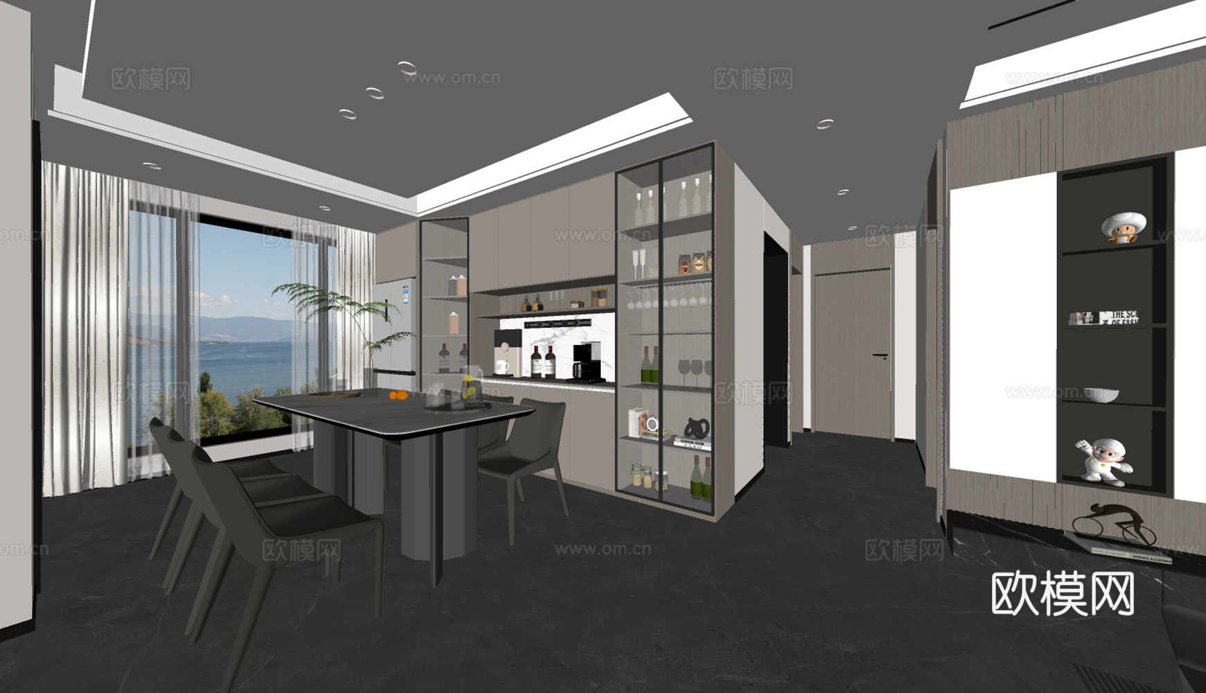 意式客餐厅su模型