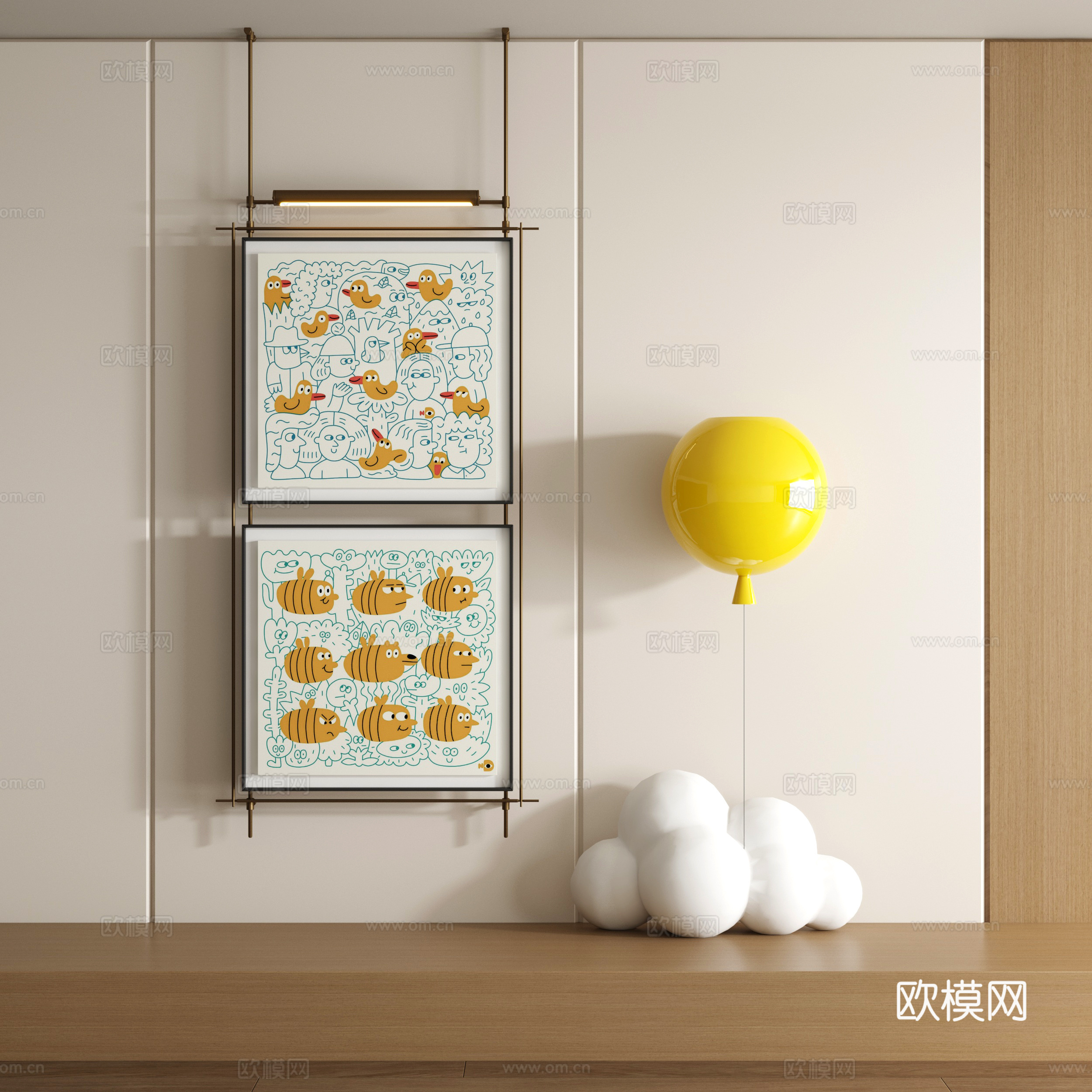 现代涂鸦装饰画su模型