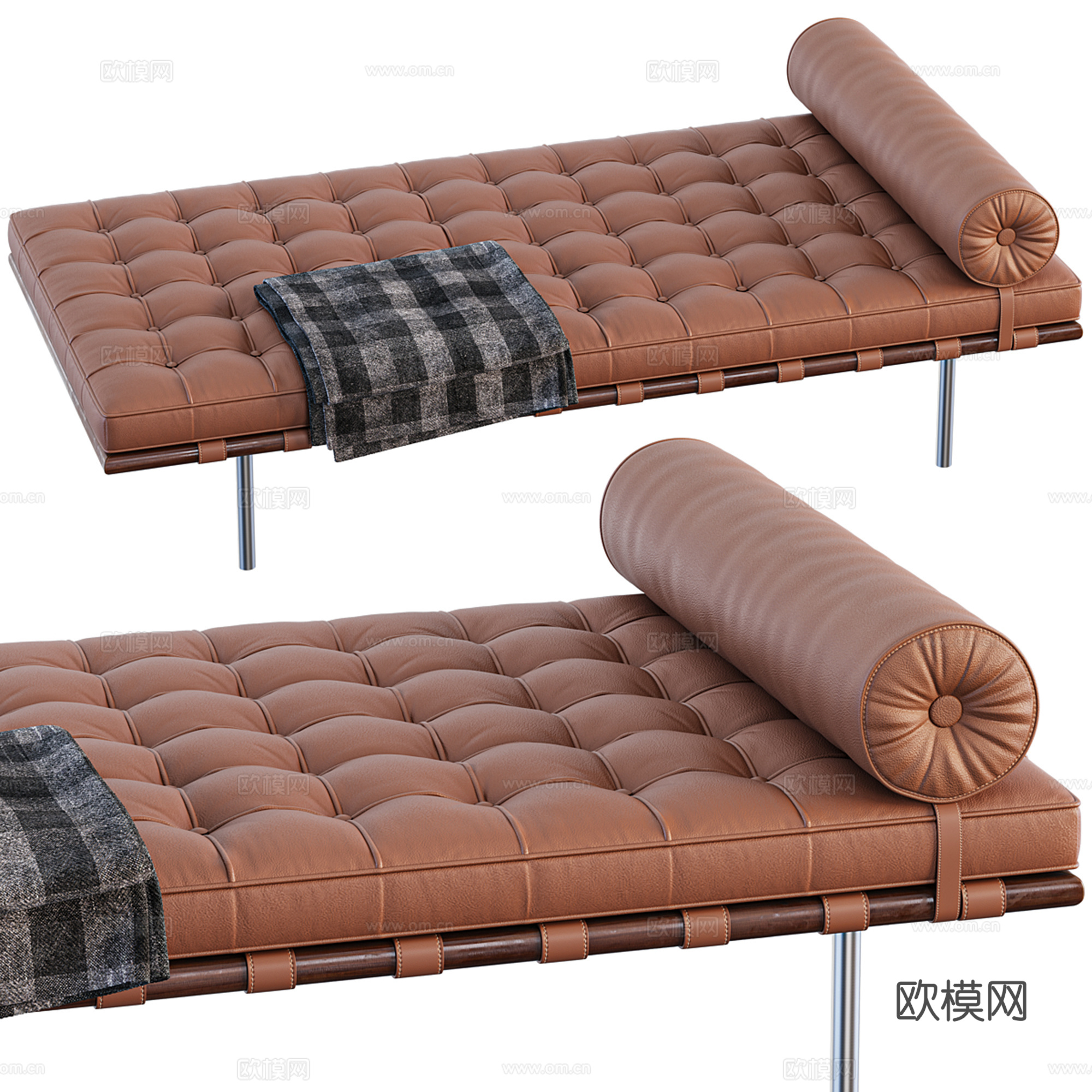 现代皮质沙发凳 矮凳 长凳3d模型