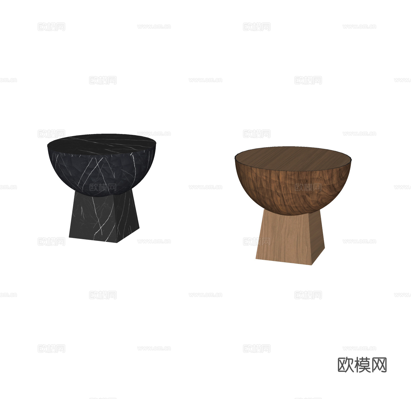 中古风沙发凳 矮凳 圆凳su模型