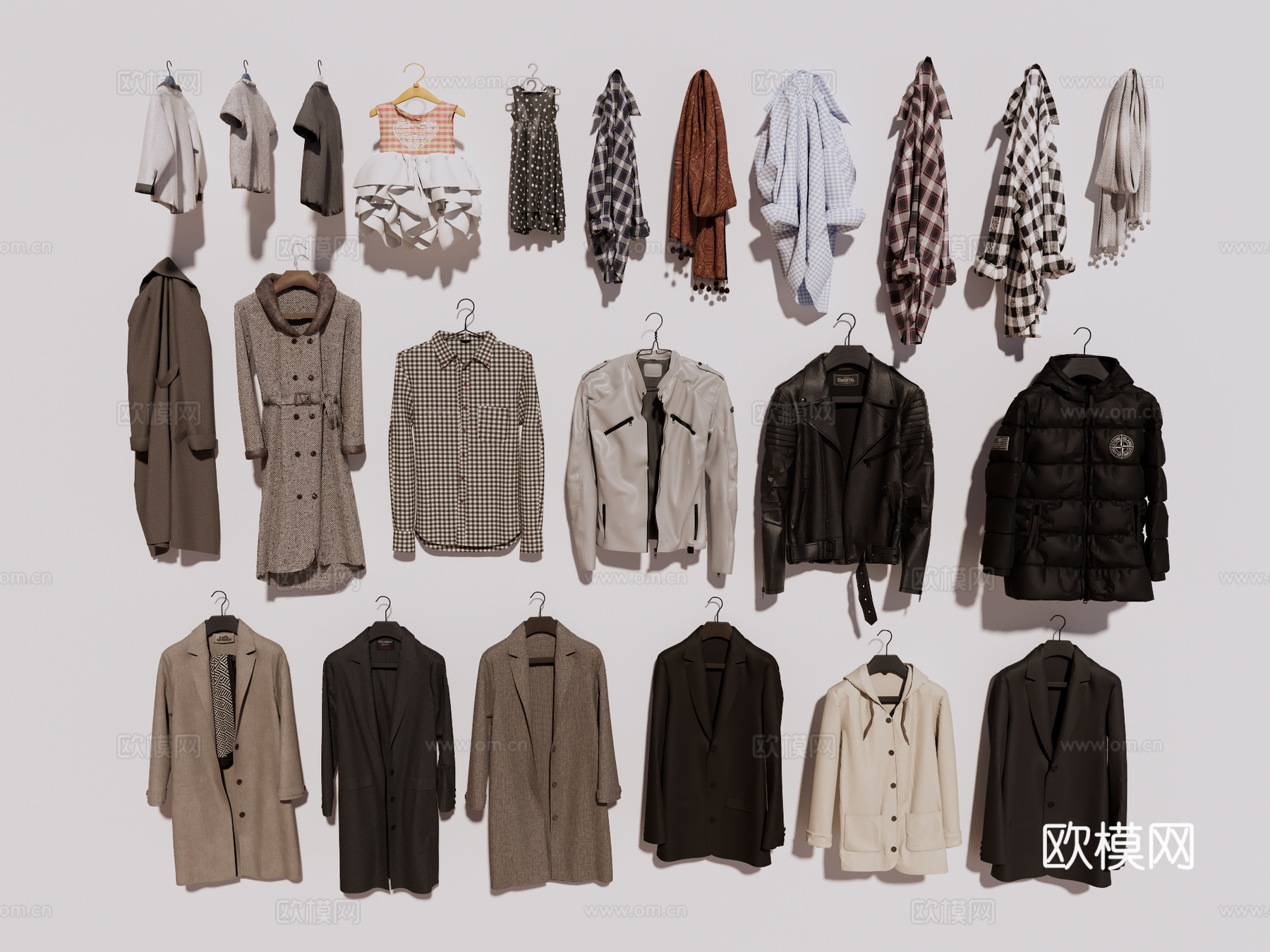 衣服 服饰 衣帽间摆件 衣柜摆件su模型
