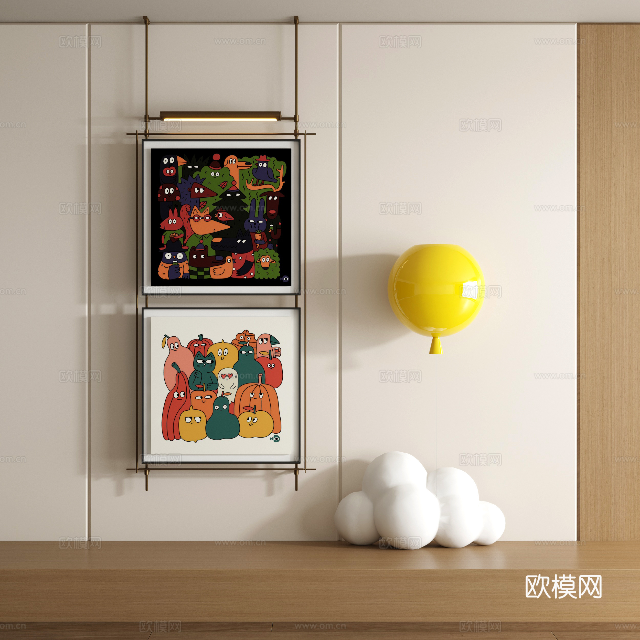 现代涂鸦装饰画su模型