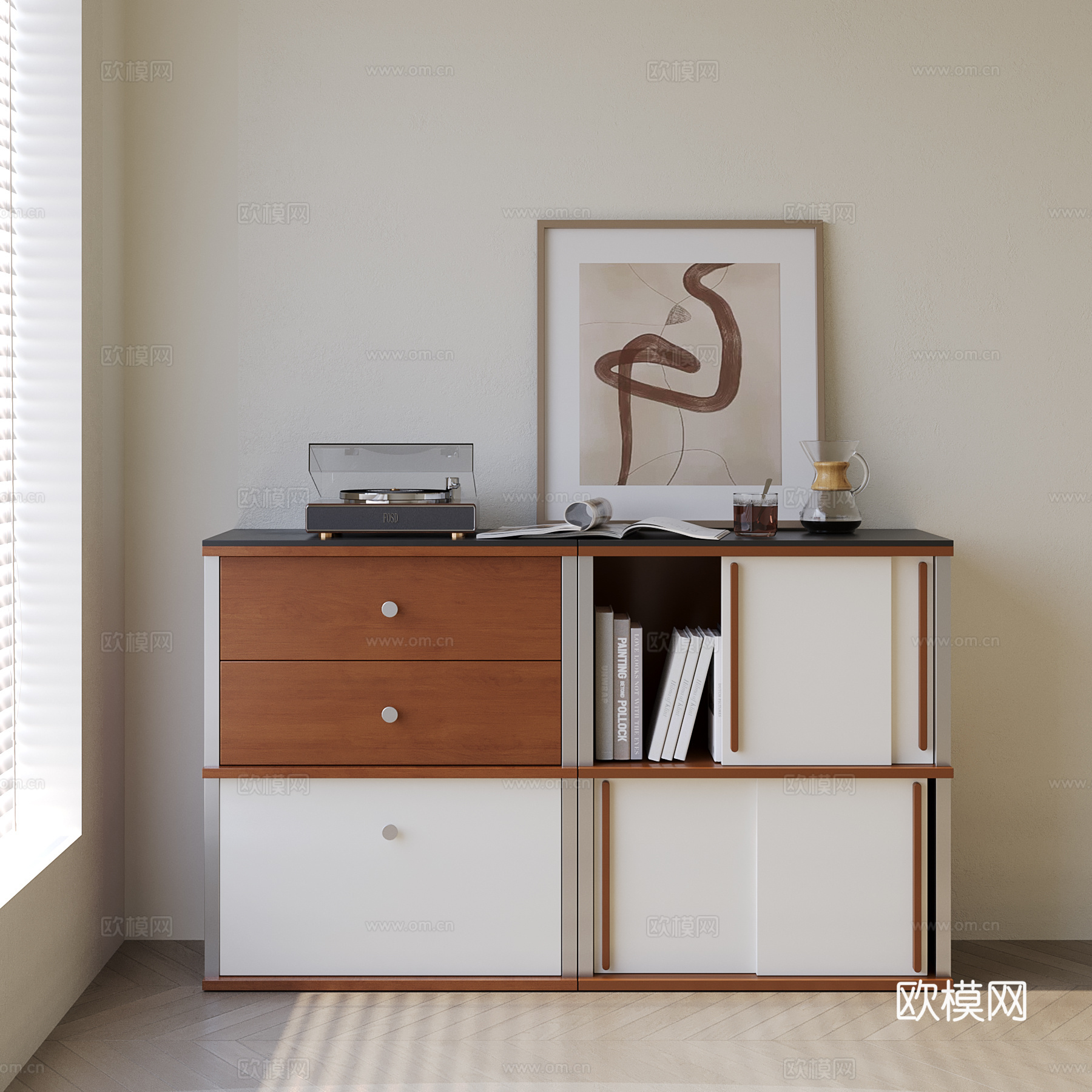 现代中古储物柜3d模型