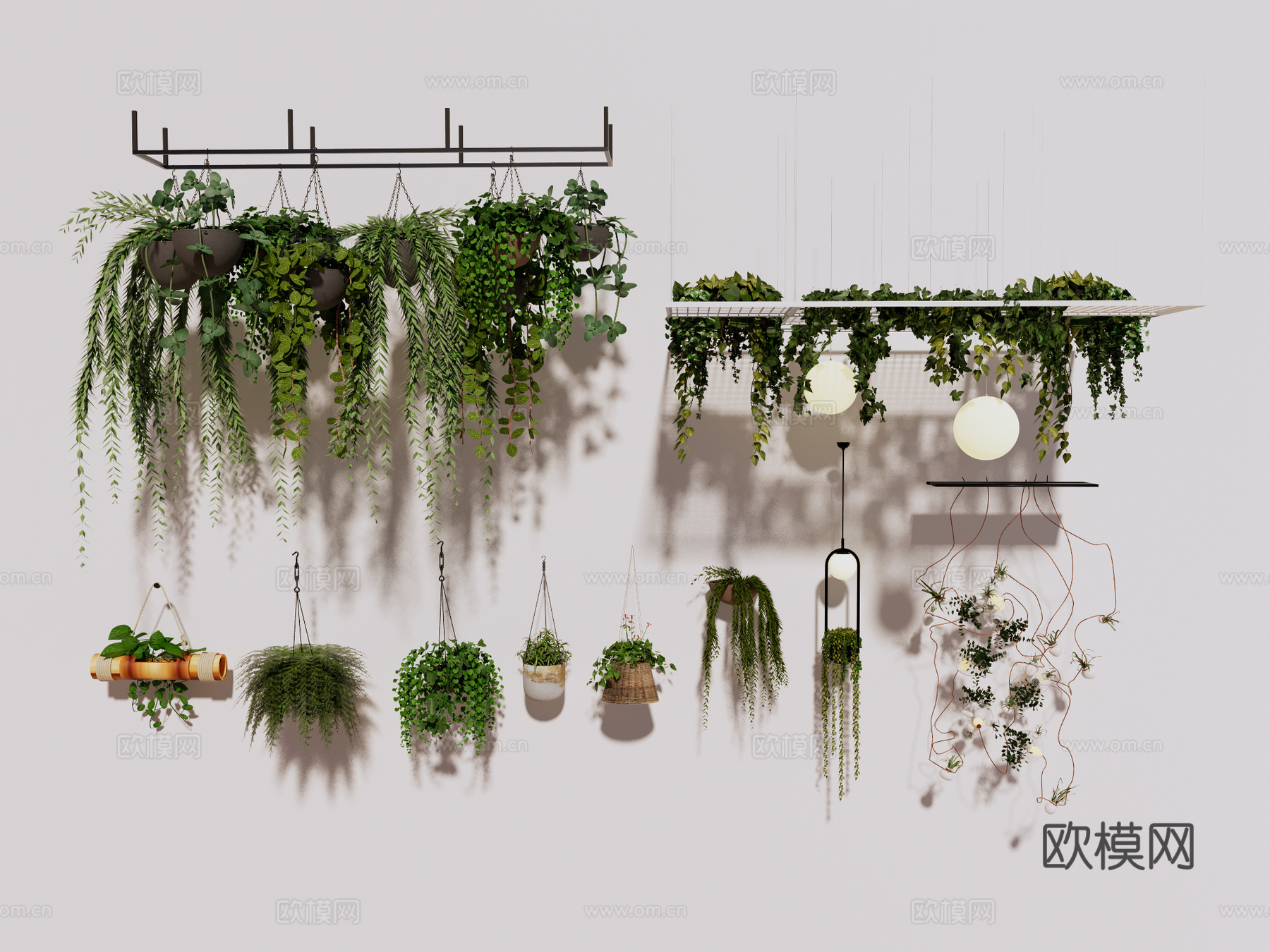 吊篮 垂吊植物 垂吊绿植su模型