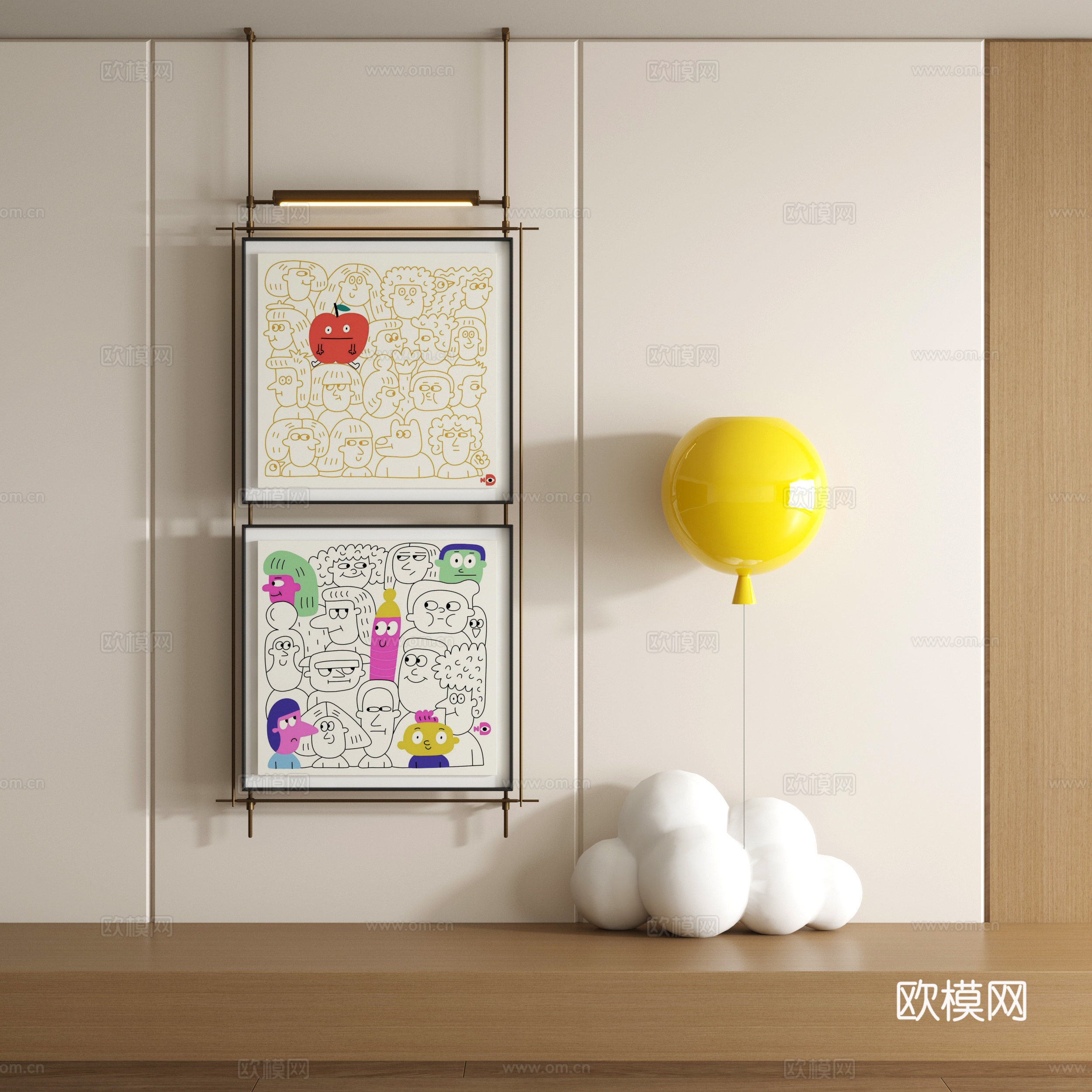 现代涂鸦装饰画su模型