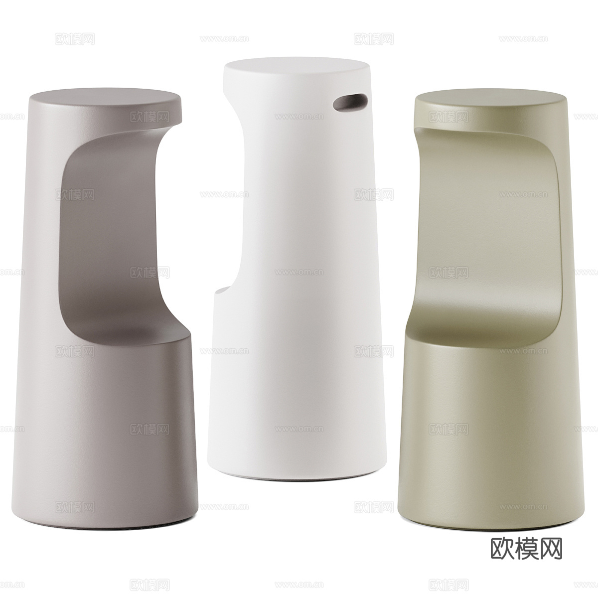 现代奶油风 Fura 吧凳3d模型下载（渲染图1）