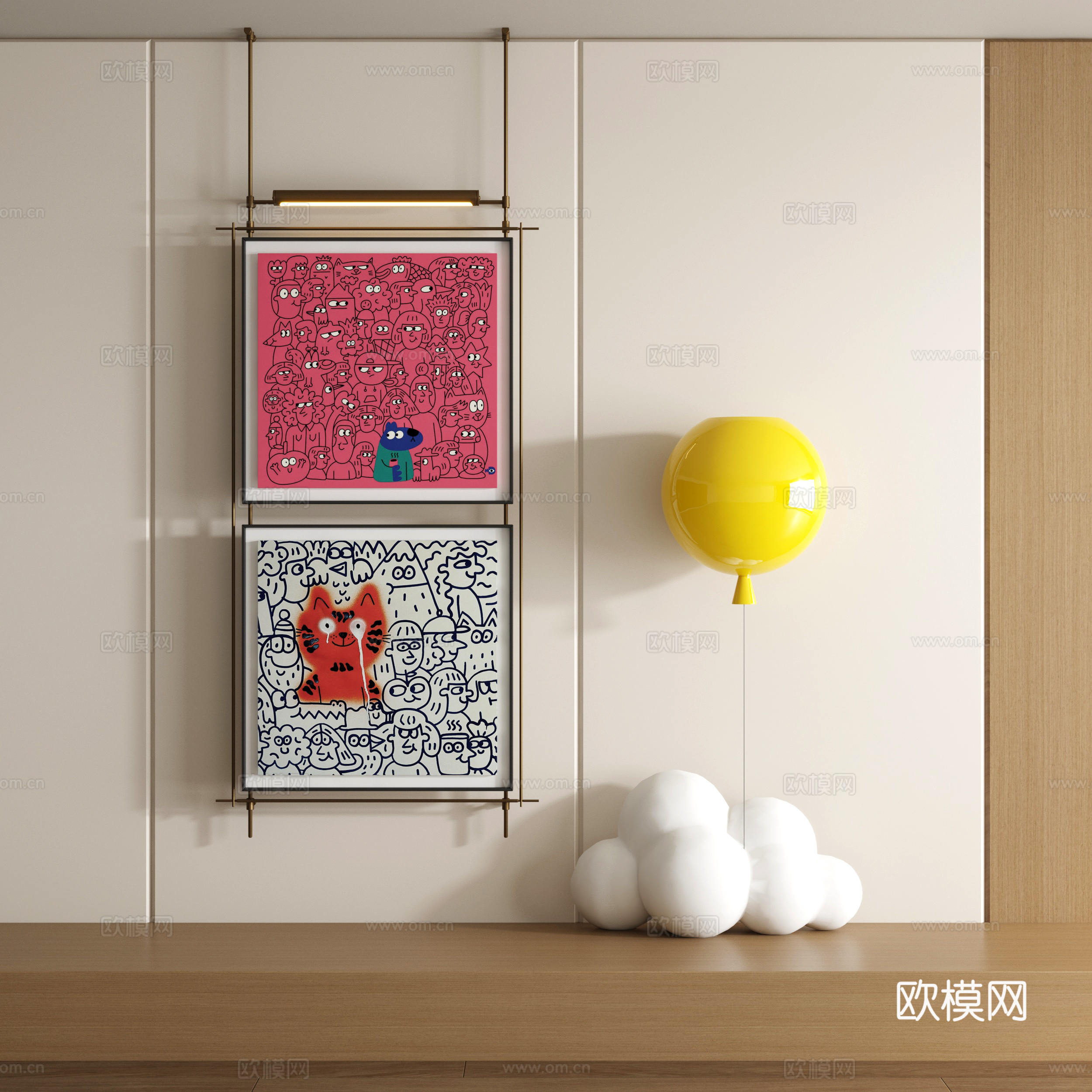 现代涂鸦装饰画su模型