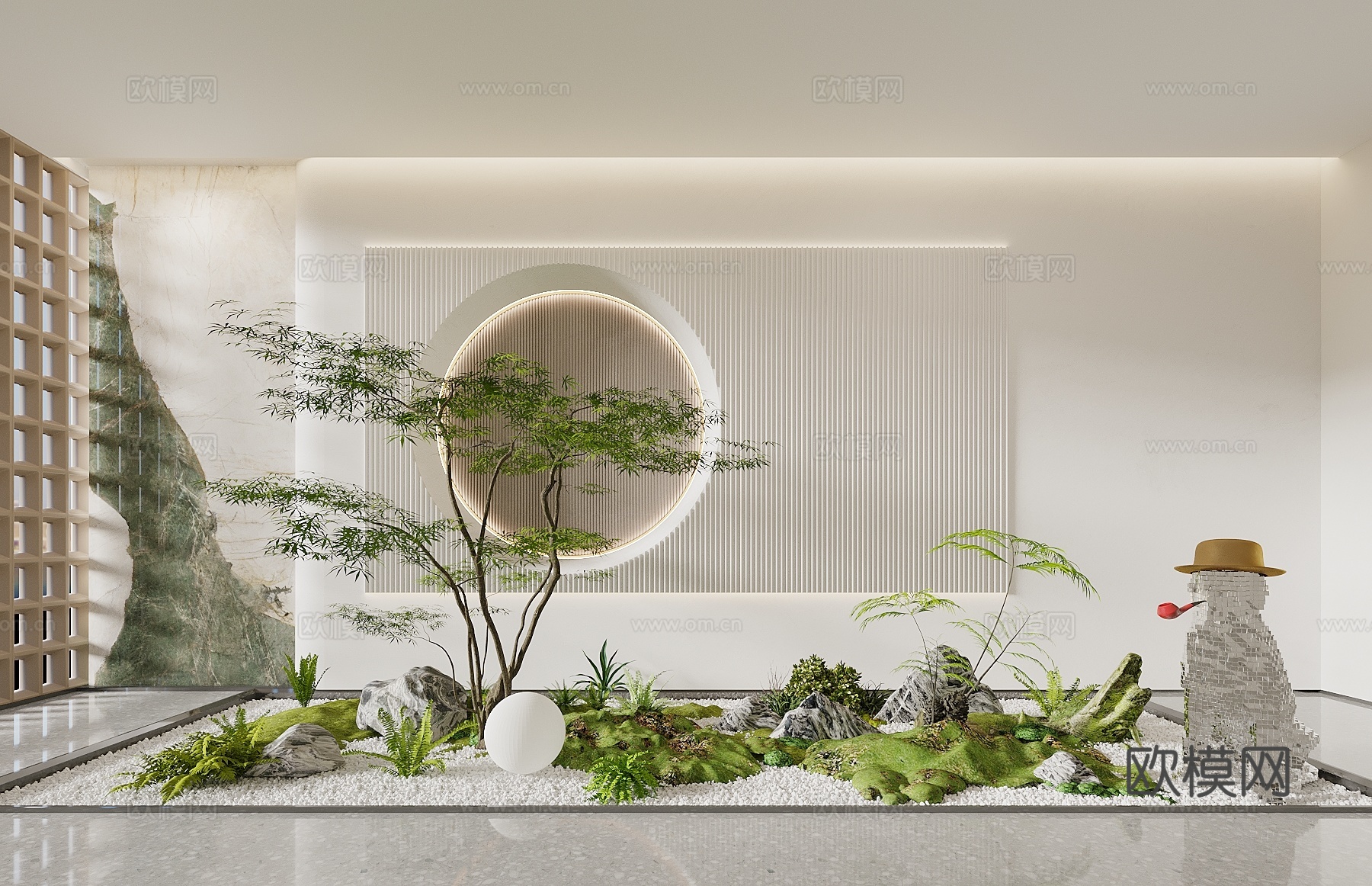 景观小品 室内景观造景 庭院小品 植物组合 太湖石 鸡爪槭3d模型