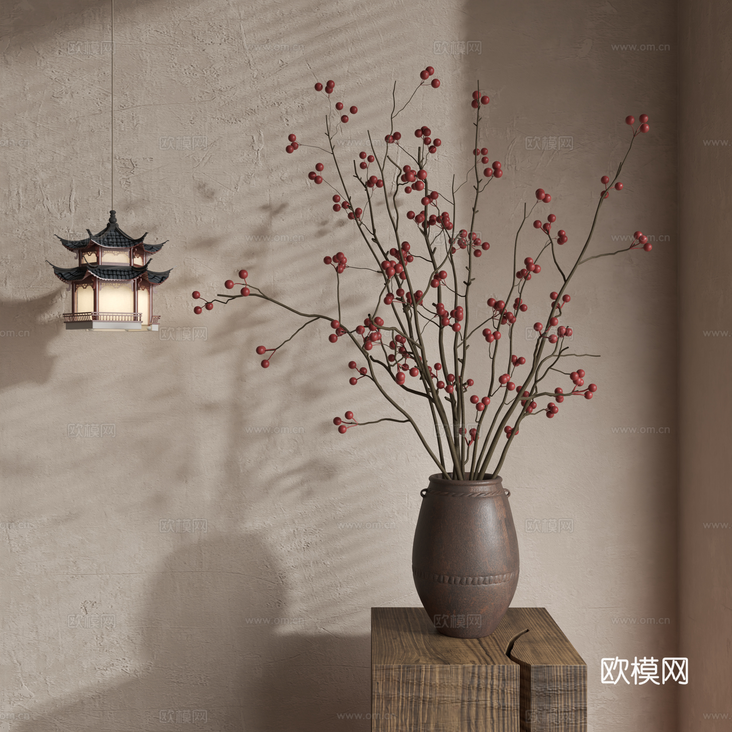 侘寂花艺 中古花艺 新中式花艺 现代花艺 花瓶su模型