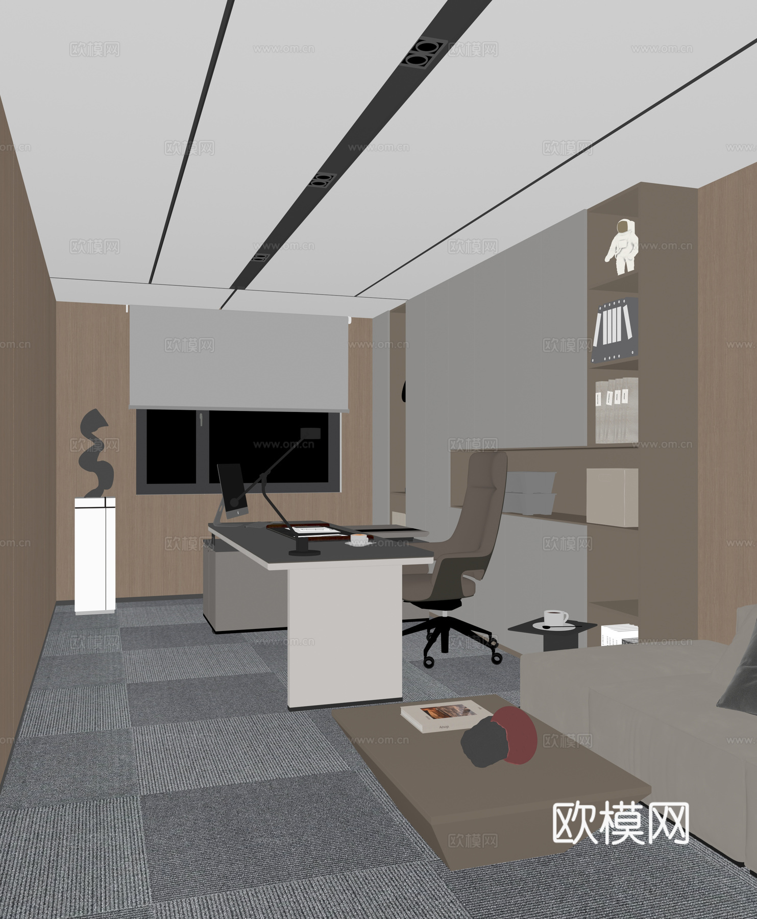 现代经理办公室su模型