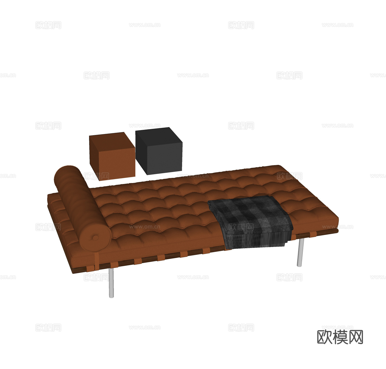 现代轻奢沙发凳 长凳 床尾凳 矮凳su模型