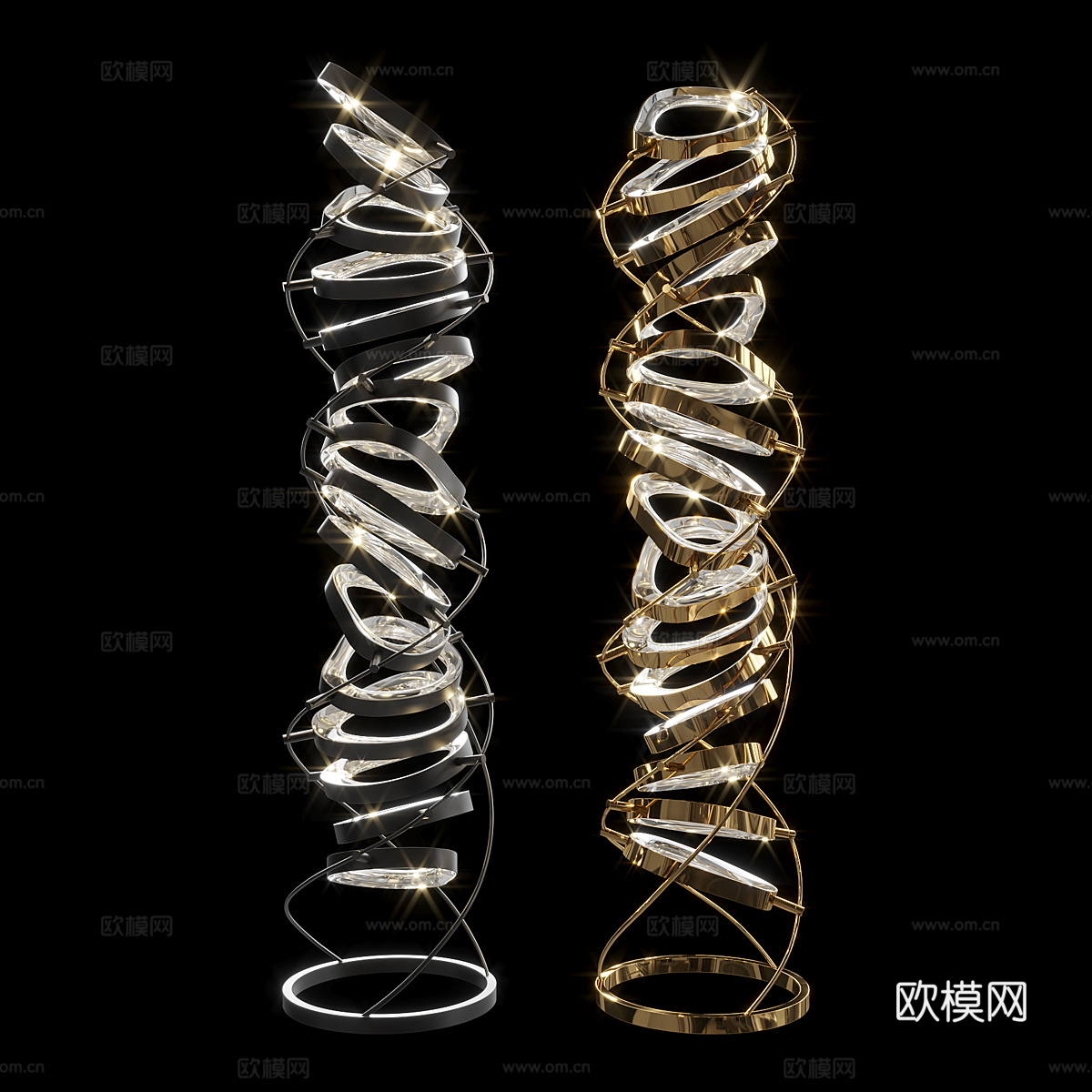 现代意式轻奢金属装饰落地灯3d模型