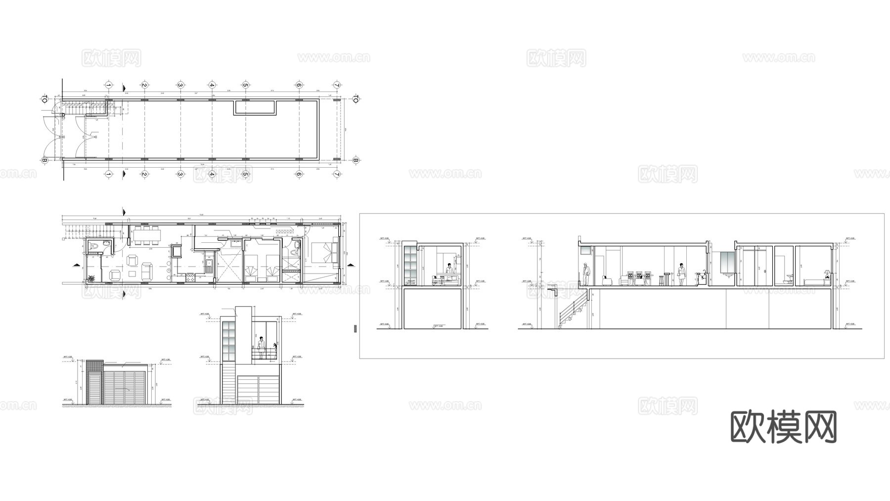 小型现代住宅建筑平面图cad施工图