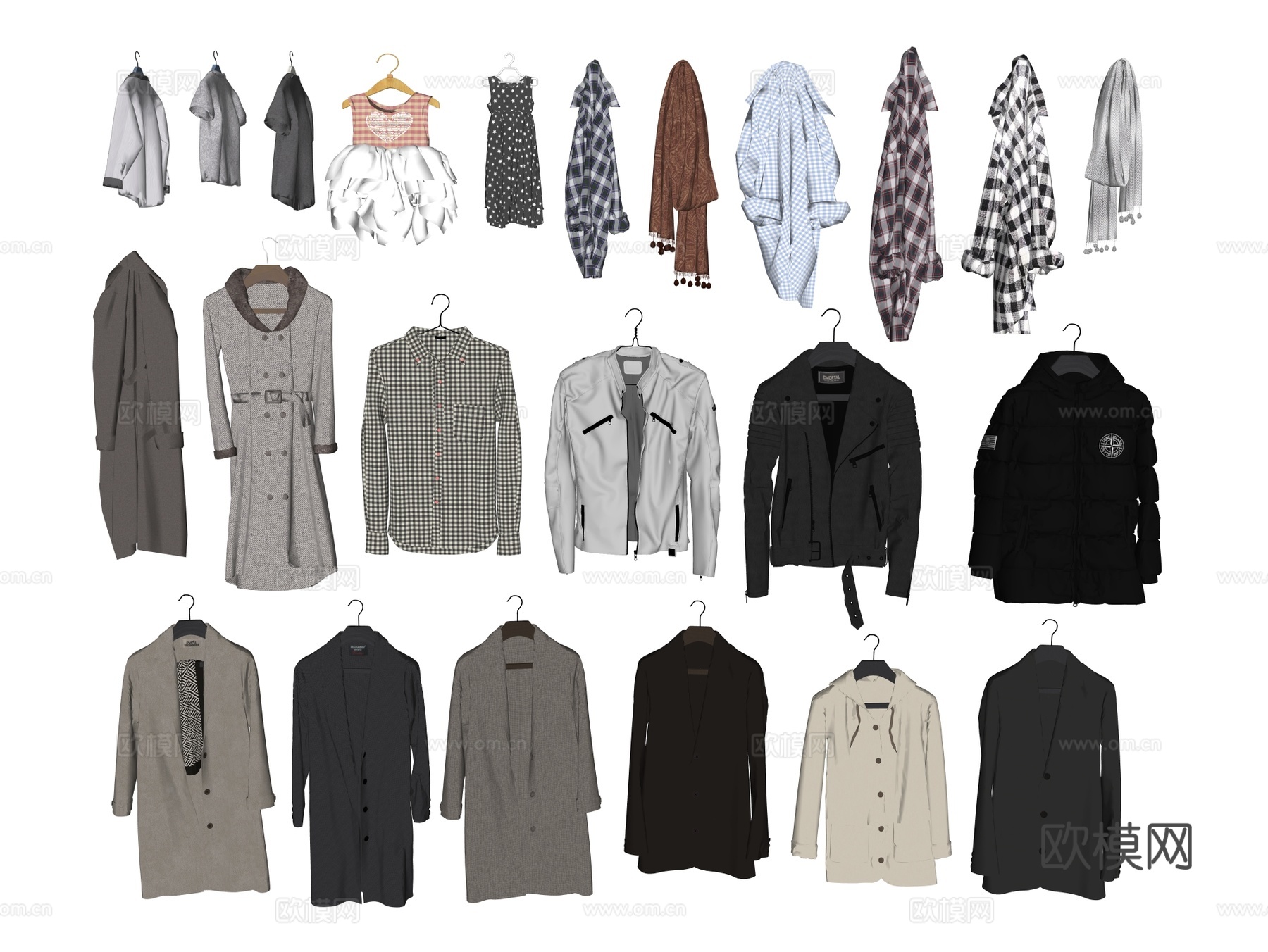 衣服 服饰 衣帽间摆件 衣柜摆件su模型