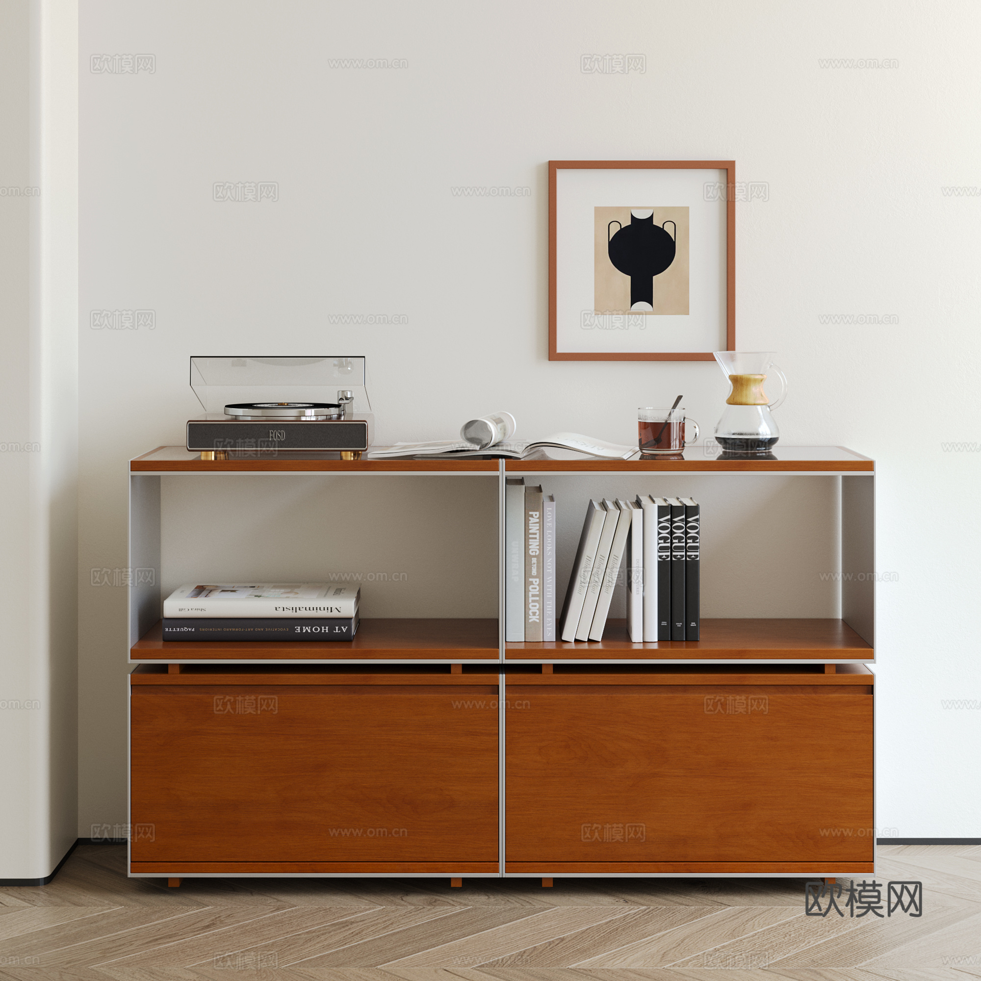 现代中古装饰柜su模型