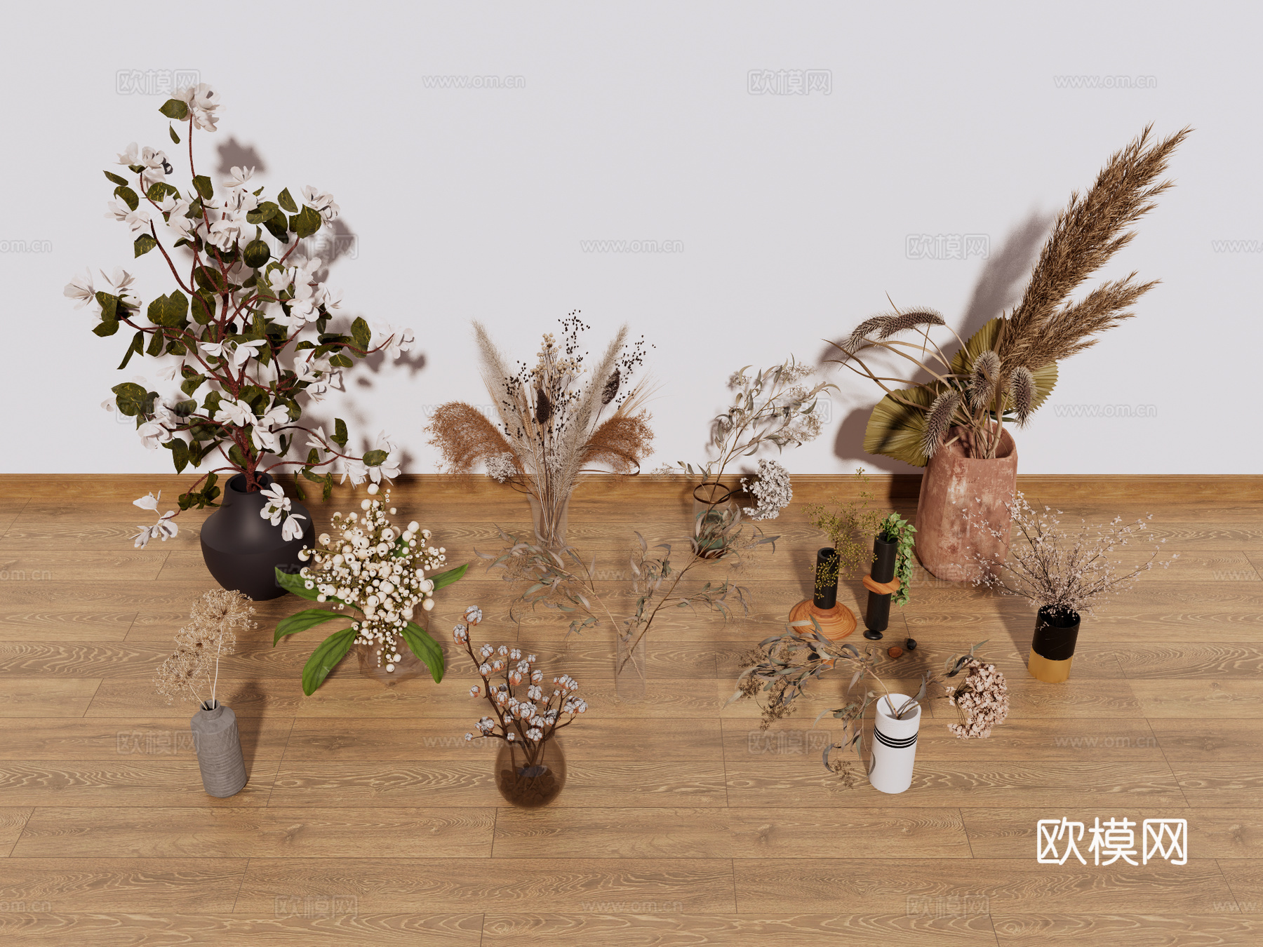 花艺 花卉 盆景 干枝 装饰摆件su模型