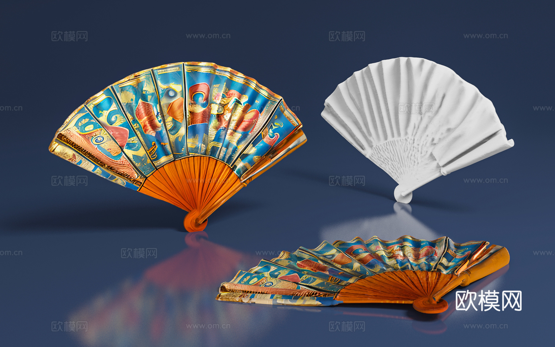 扇子 画扇 折扇 中式摆件 道具 装饰 氛围 美陈 造型 打3d模型