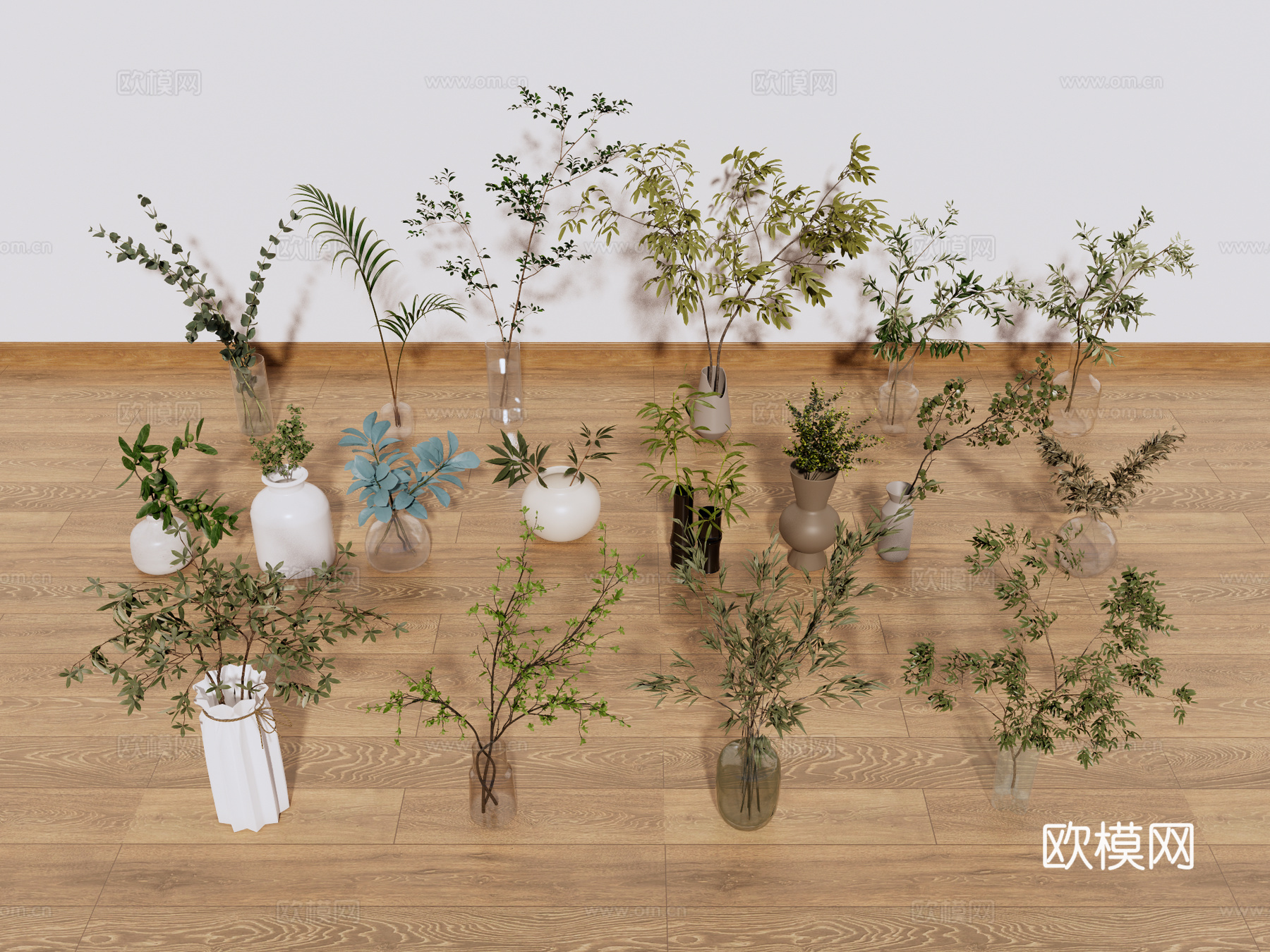 花艺 花卉 盆景 干枝 装饰摆件su模型