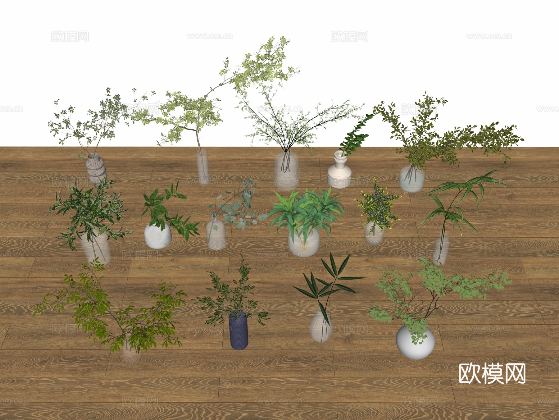 花艺 花卉 盆景 干枝 装饰摆件su模型