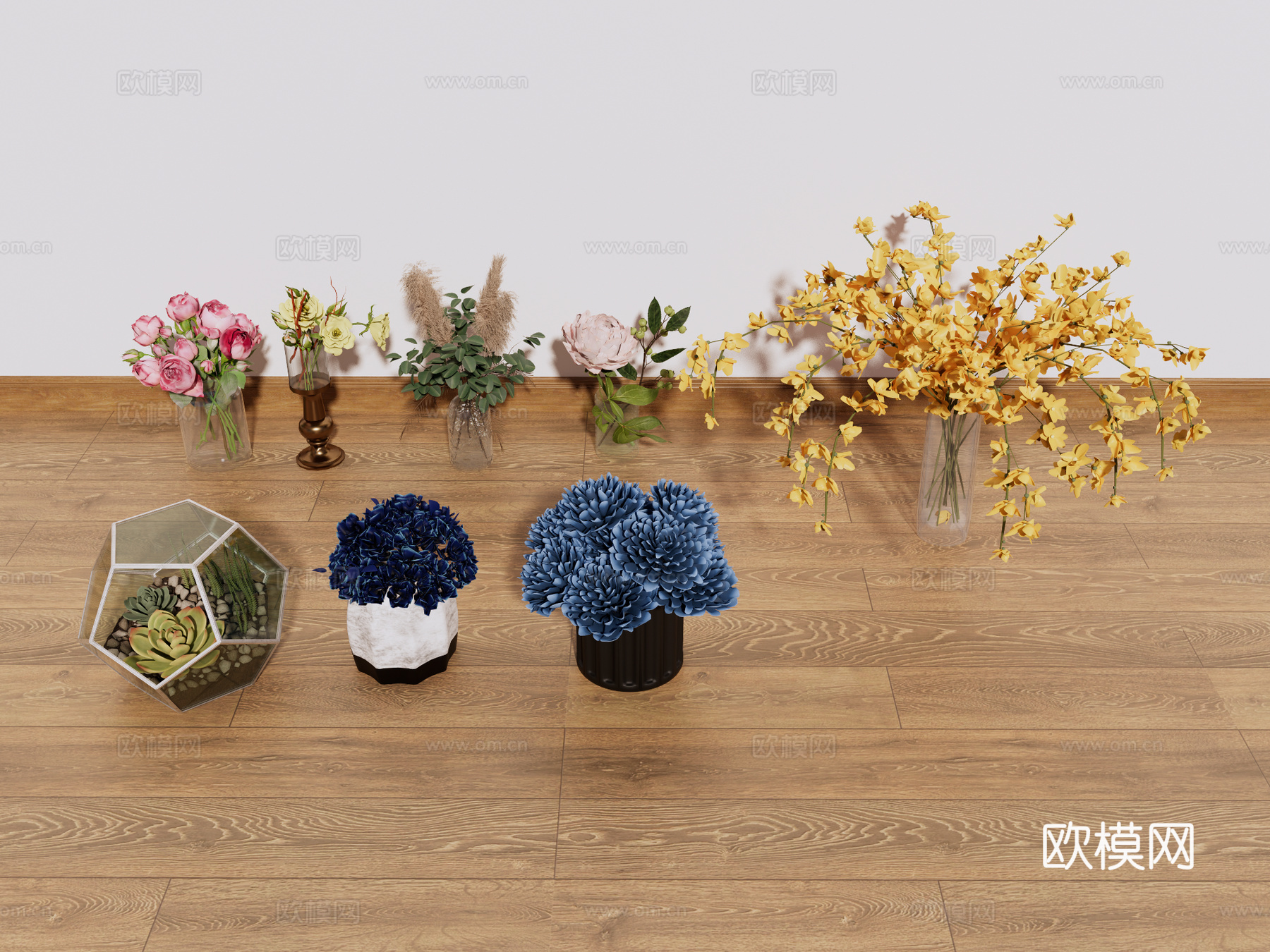 花艺 花卉 盆景 干枝 装饰摆件su模型