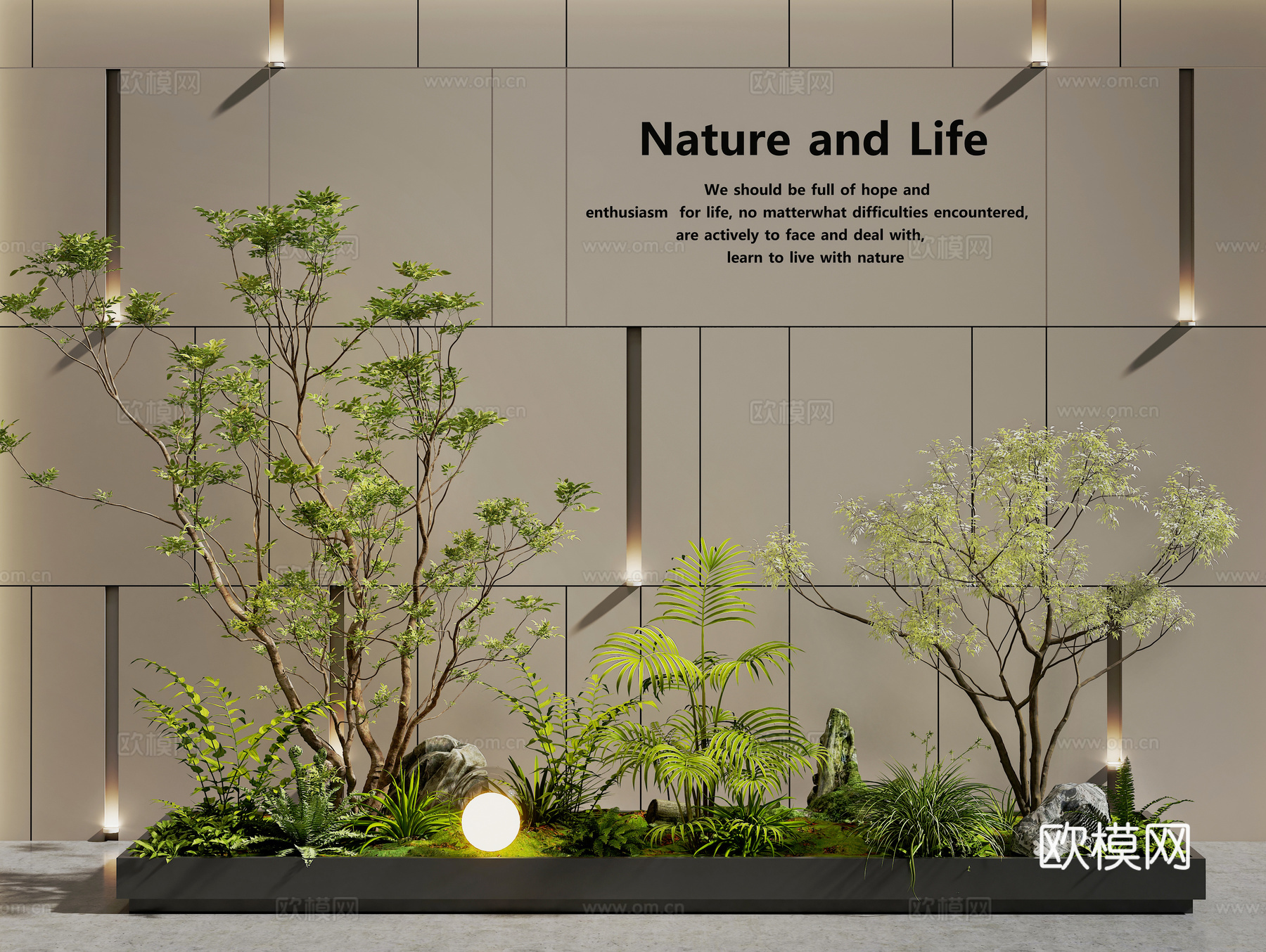 现代室内景观 景观造景 景观小品 庭院景观 景观树 绿植景观3d模型