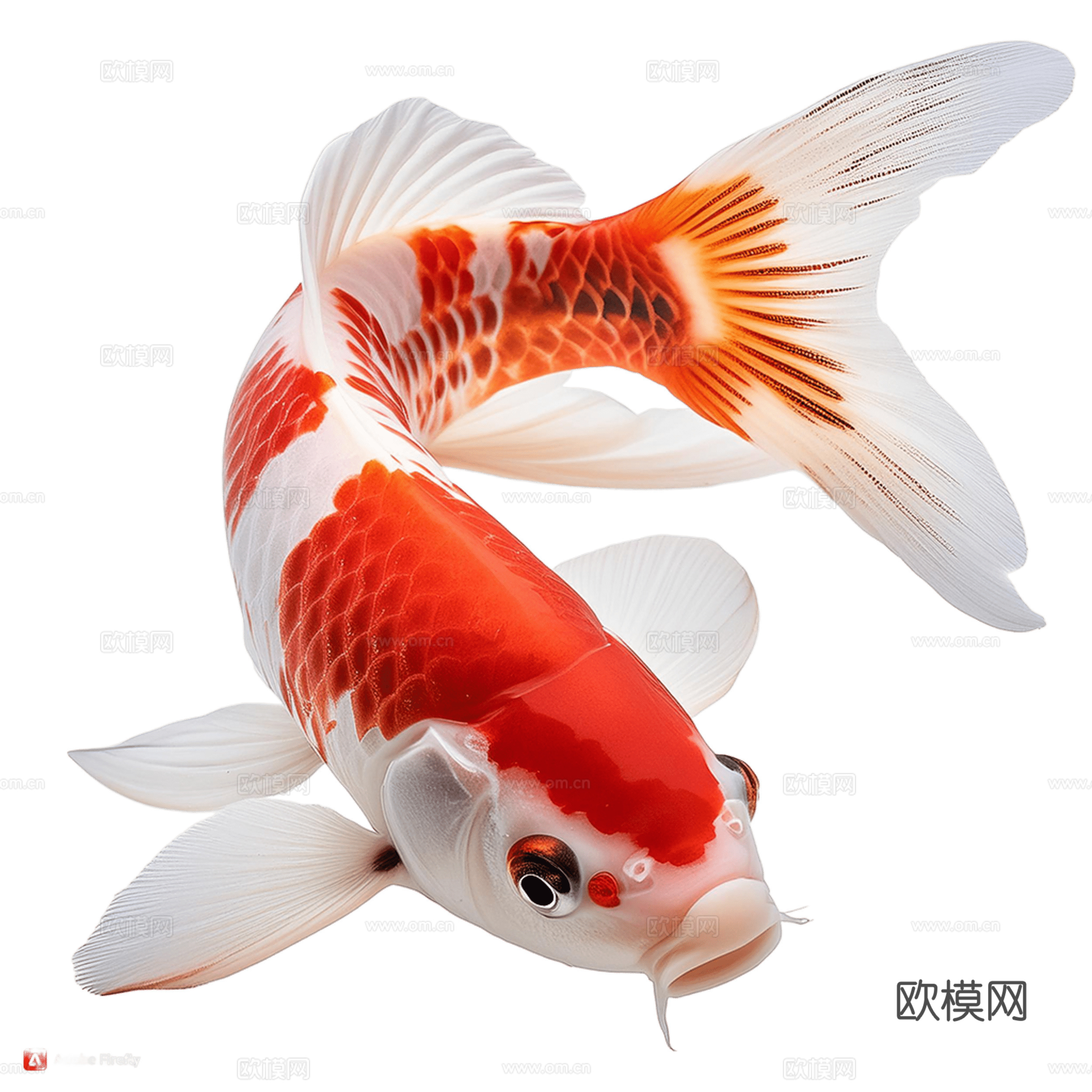免抠锦鲤 红白锦鲤