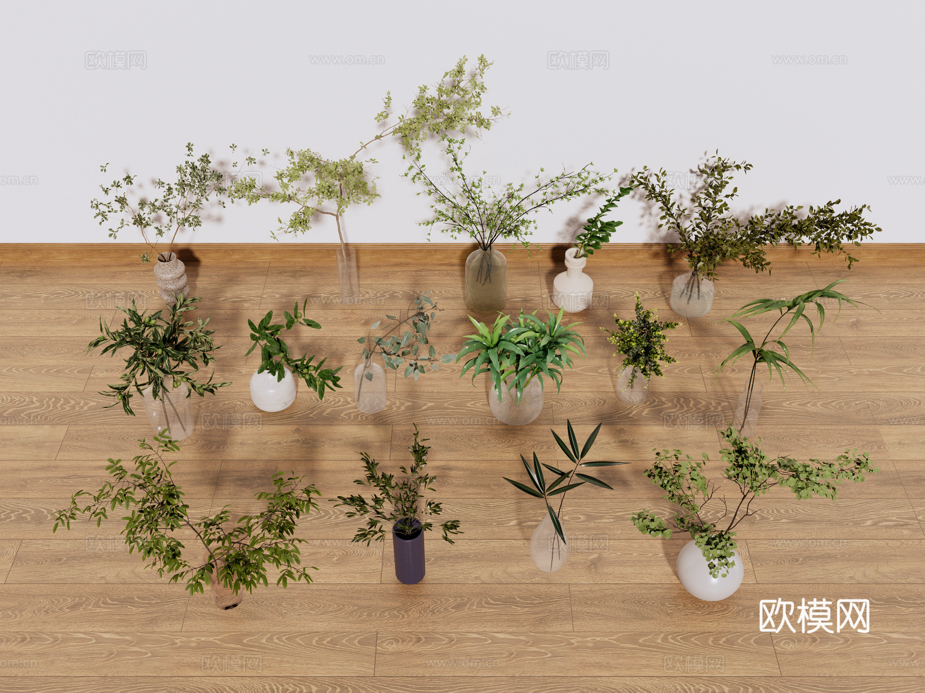 花艺 花卉 盆景 干枝 装饰摆件su模型