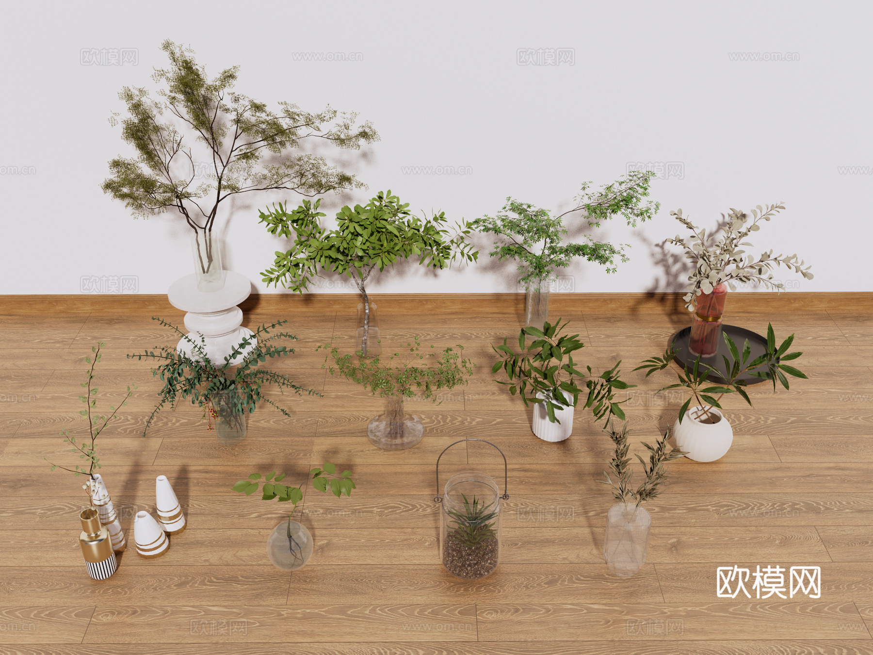 花艺 花卉 盆景 干枝 装饰摆件su模型