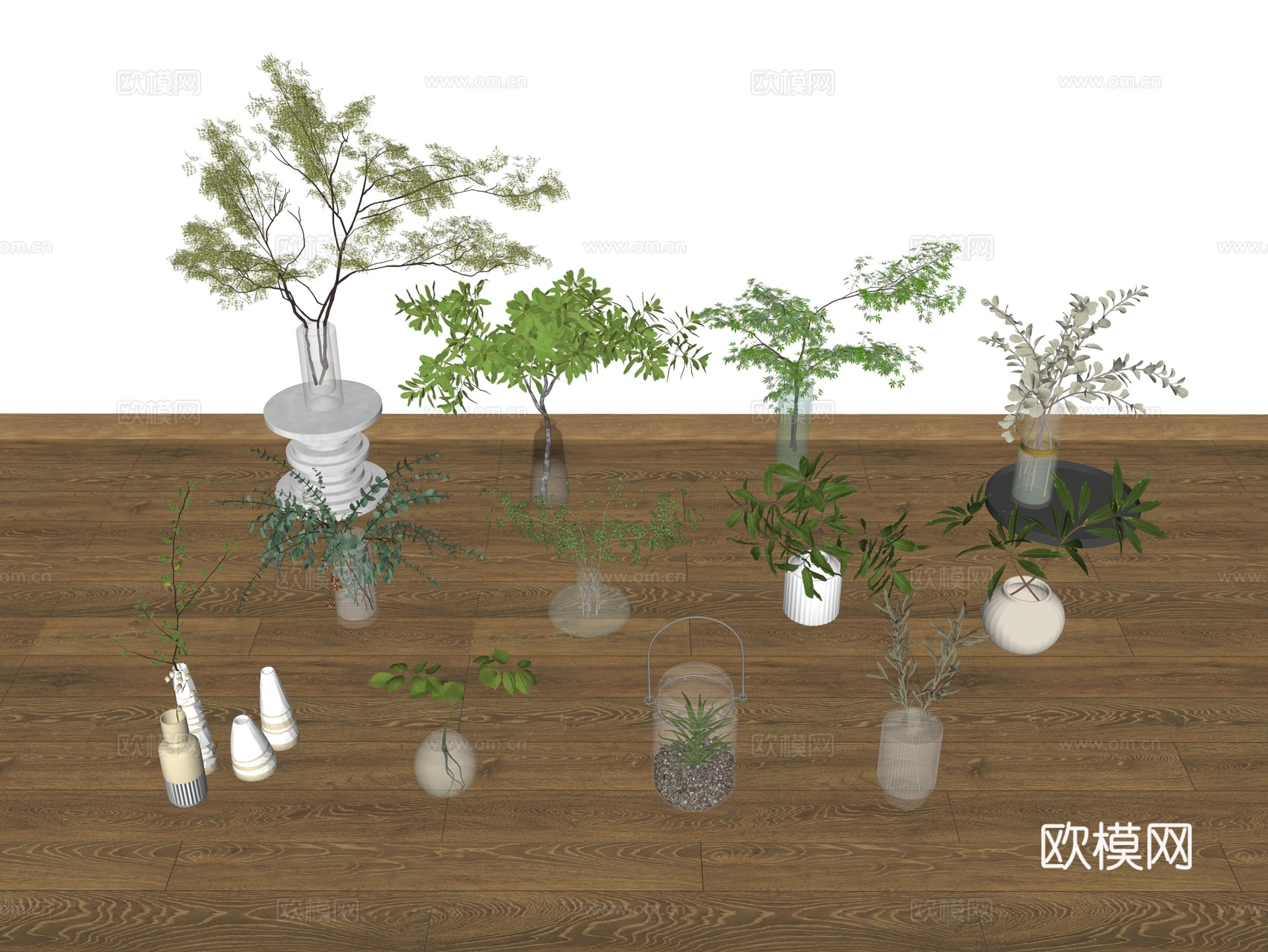 花艺 花卉 盆景 干枝 装饰摆件su模型