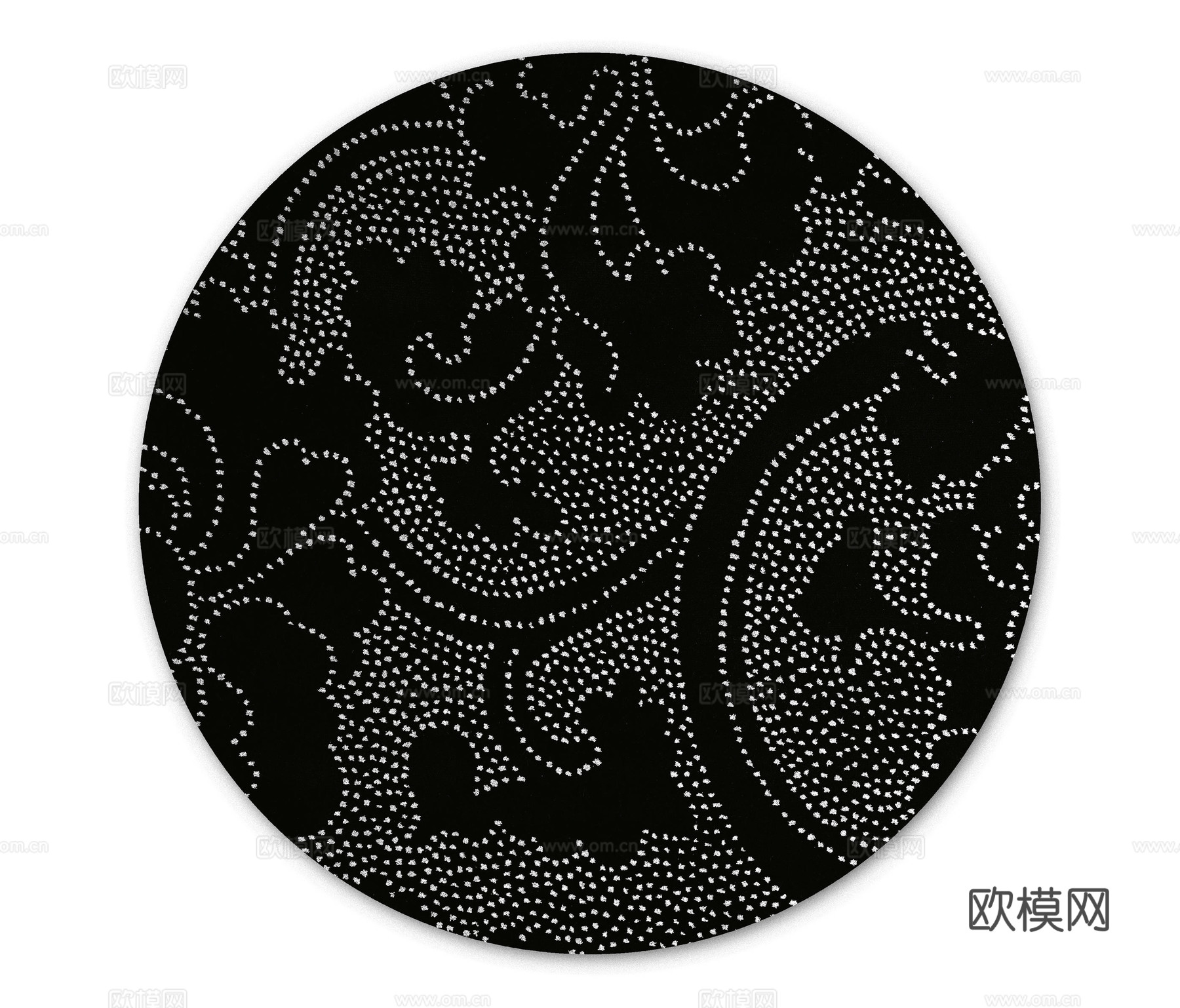 黑色花纹圆毯