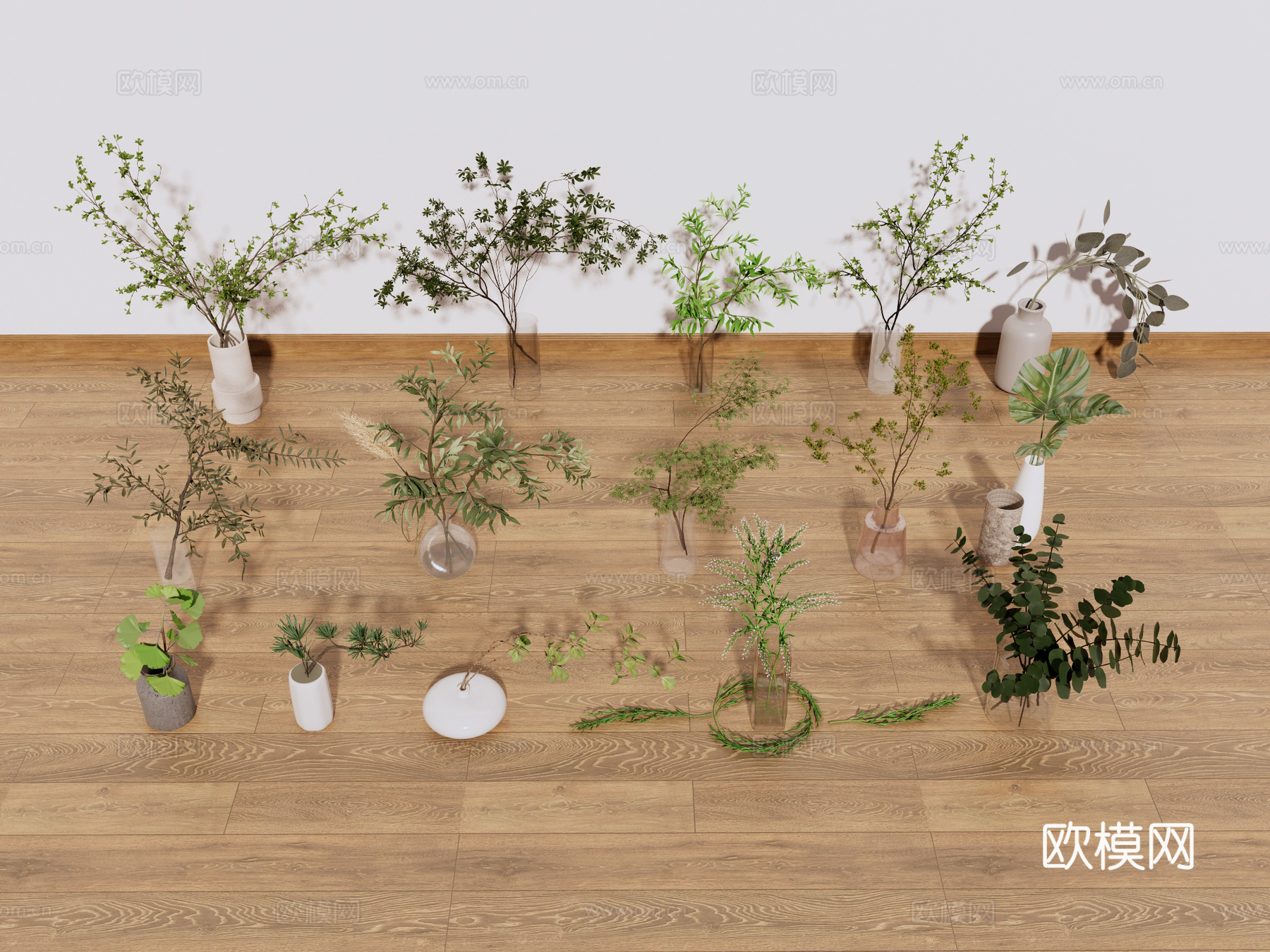 花艺 花卉 盆景 干枝 装饰摆件su模型