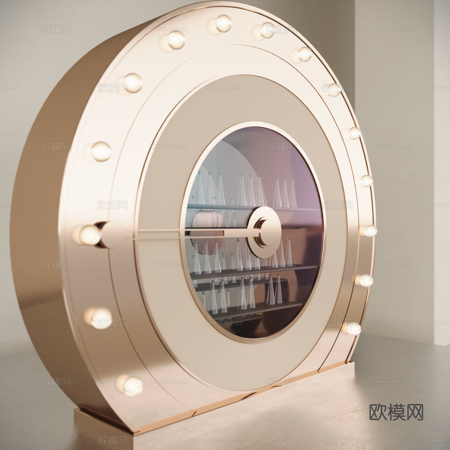 现代酒柜 创意圆形时钟酒柜 艺术装置su模型