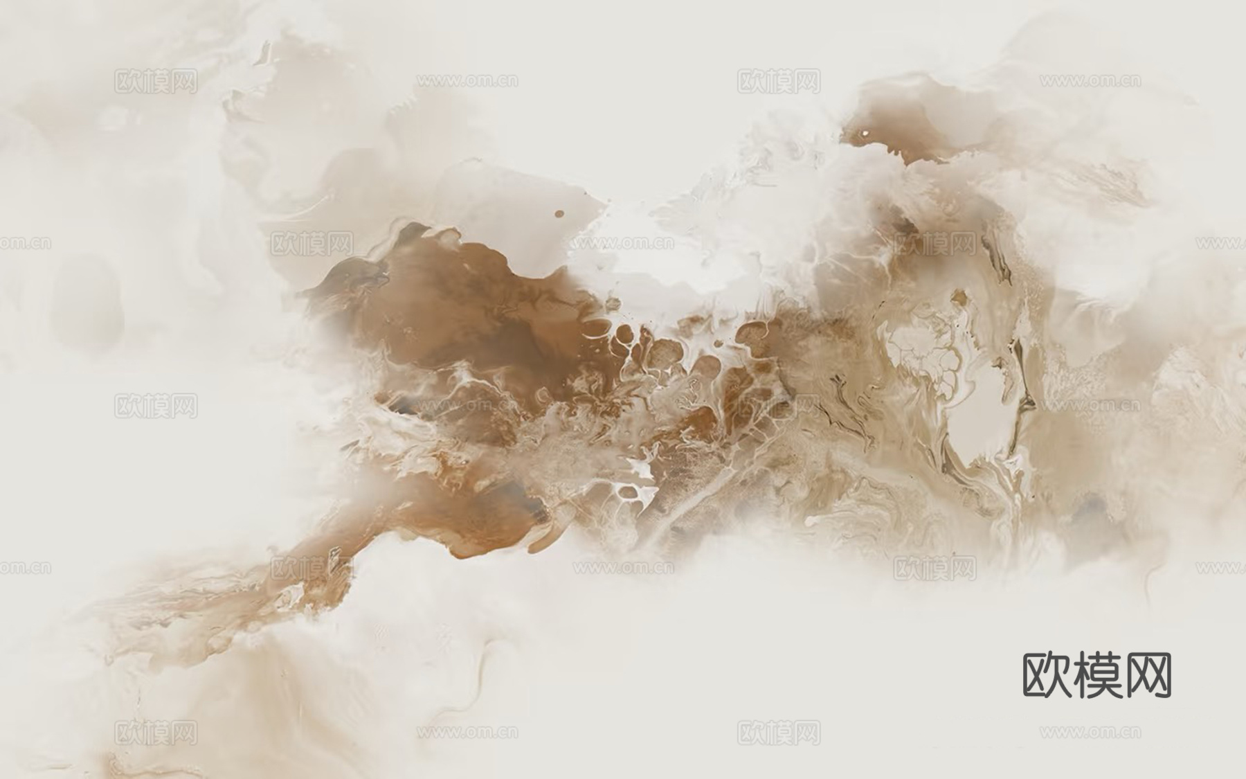 轻奢暖色泼墨壁画