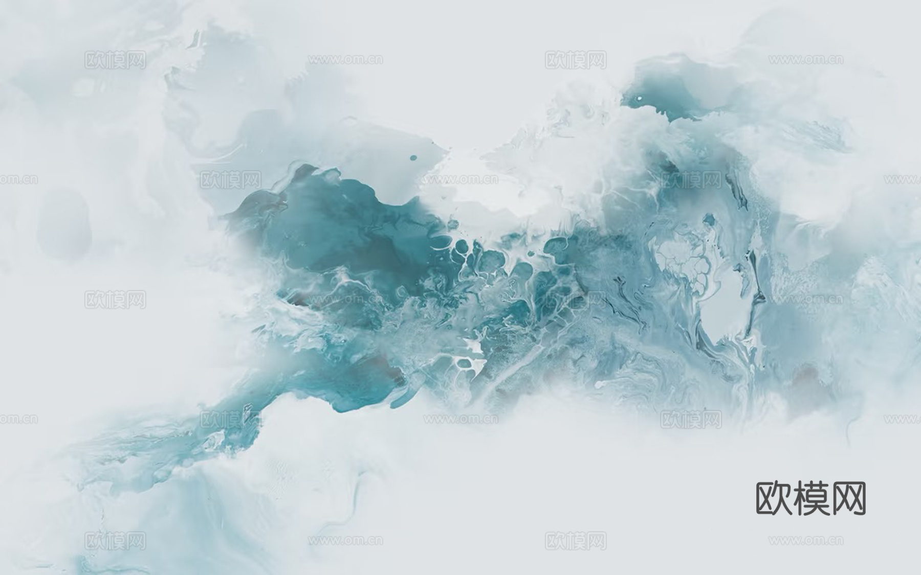 轻奢绿色泼墨壁画