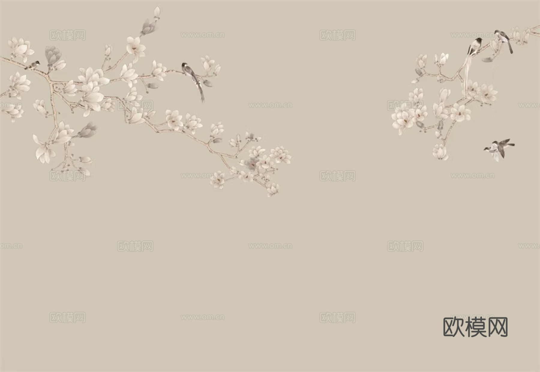 新中式花鸟壁画