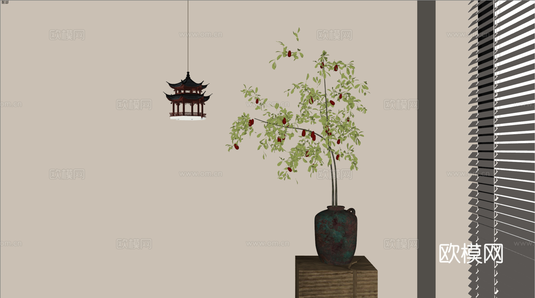 侘寂花艺 中古花艺 新中式花艺 现代花艺 花瓶su模型