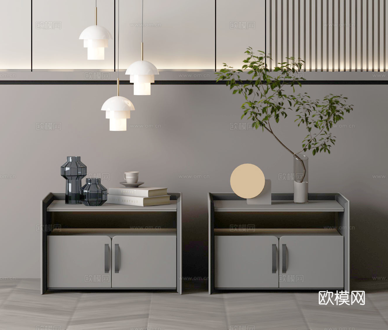 现代床头柜su模型